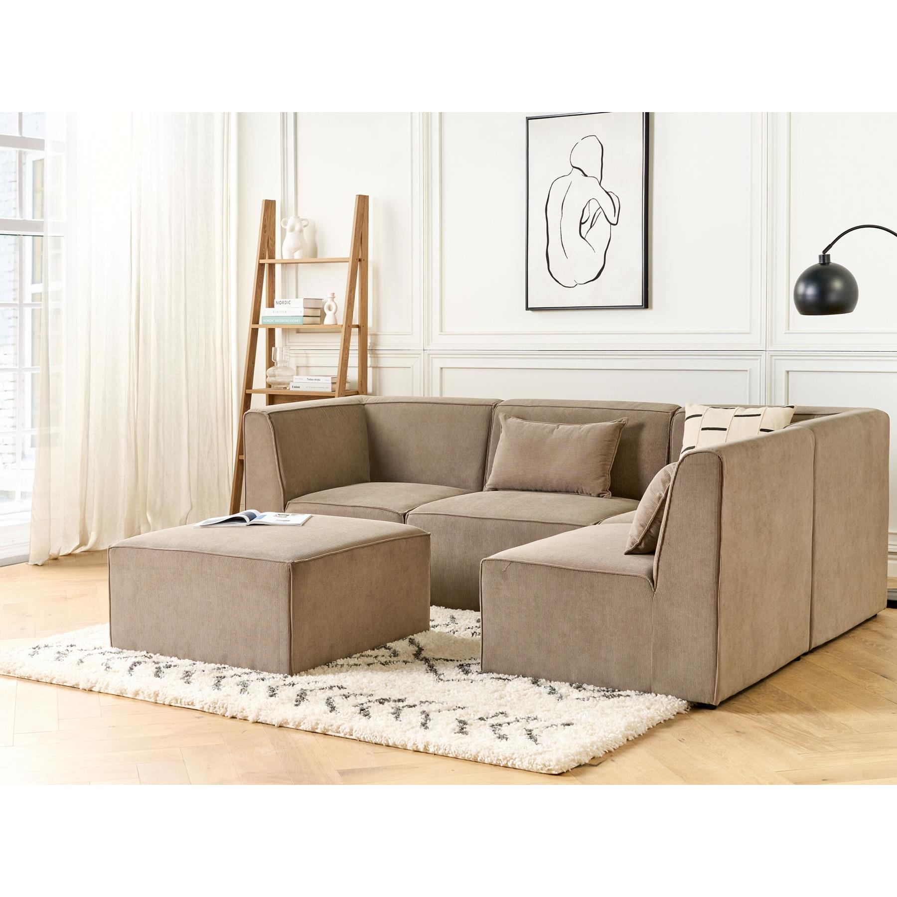 Beliani - LEMVIG - Hoekbank 4-zits - Taupe - Linkerzijde - Corduroy