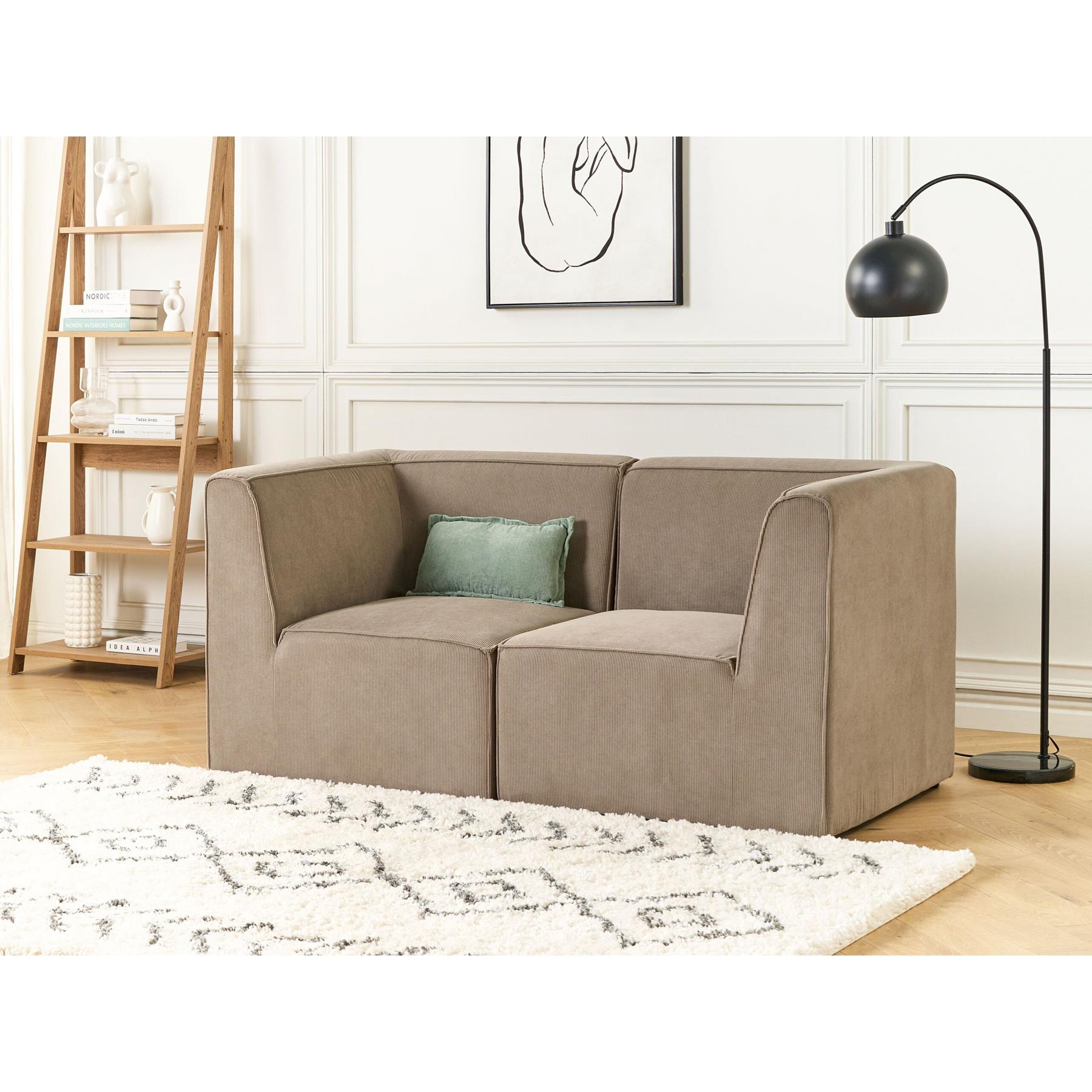 Beliani - LEMVIG - Tweezitsbank - Taupe - Corduroy
