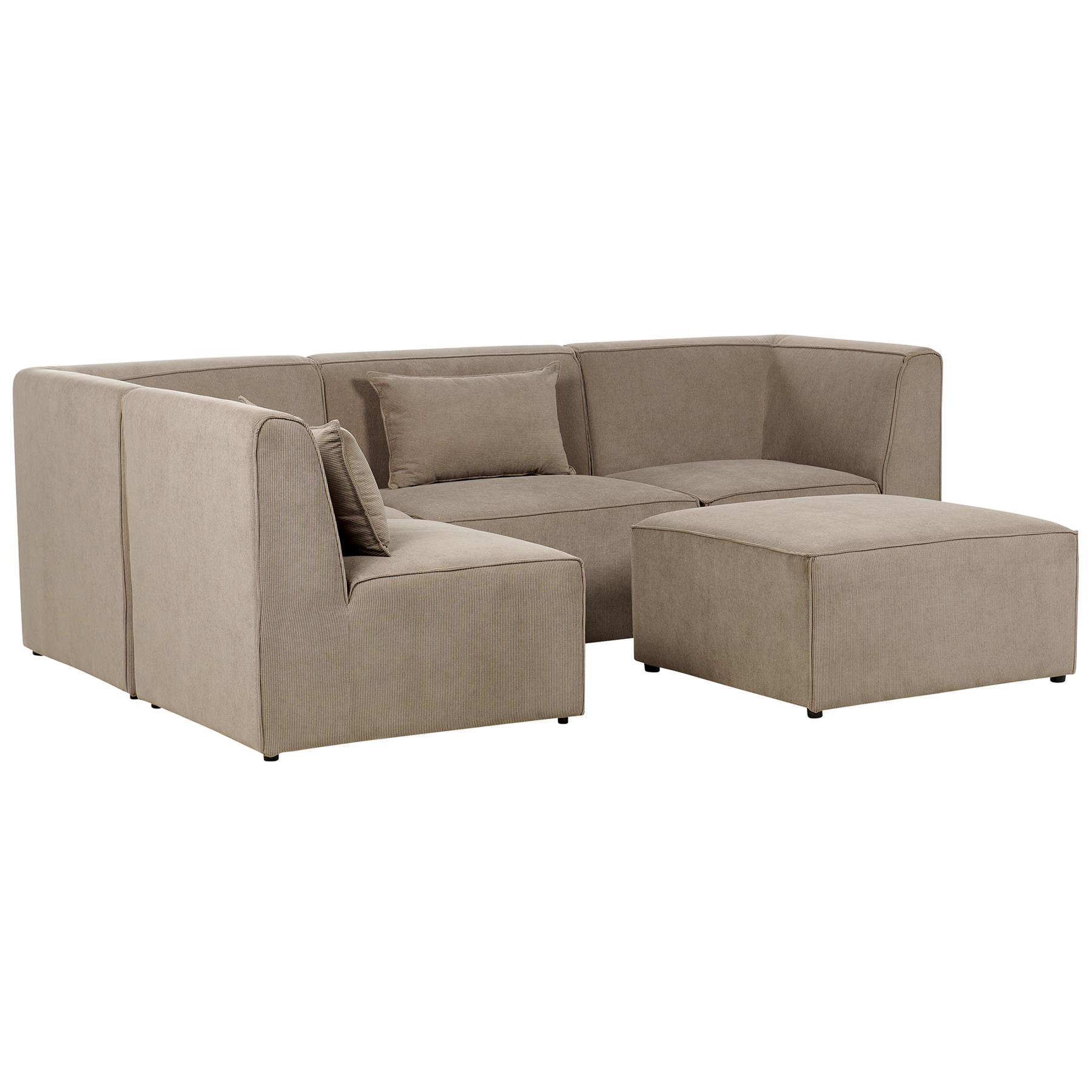 Beliani - LEMVIG - Hoekbank 4-zits - Taupe - Rechterzijde - Corduroy