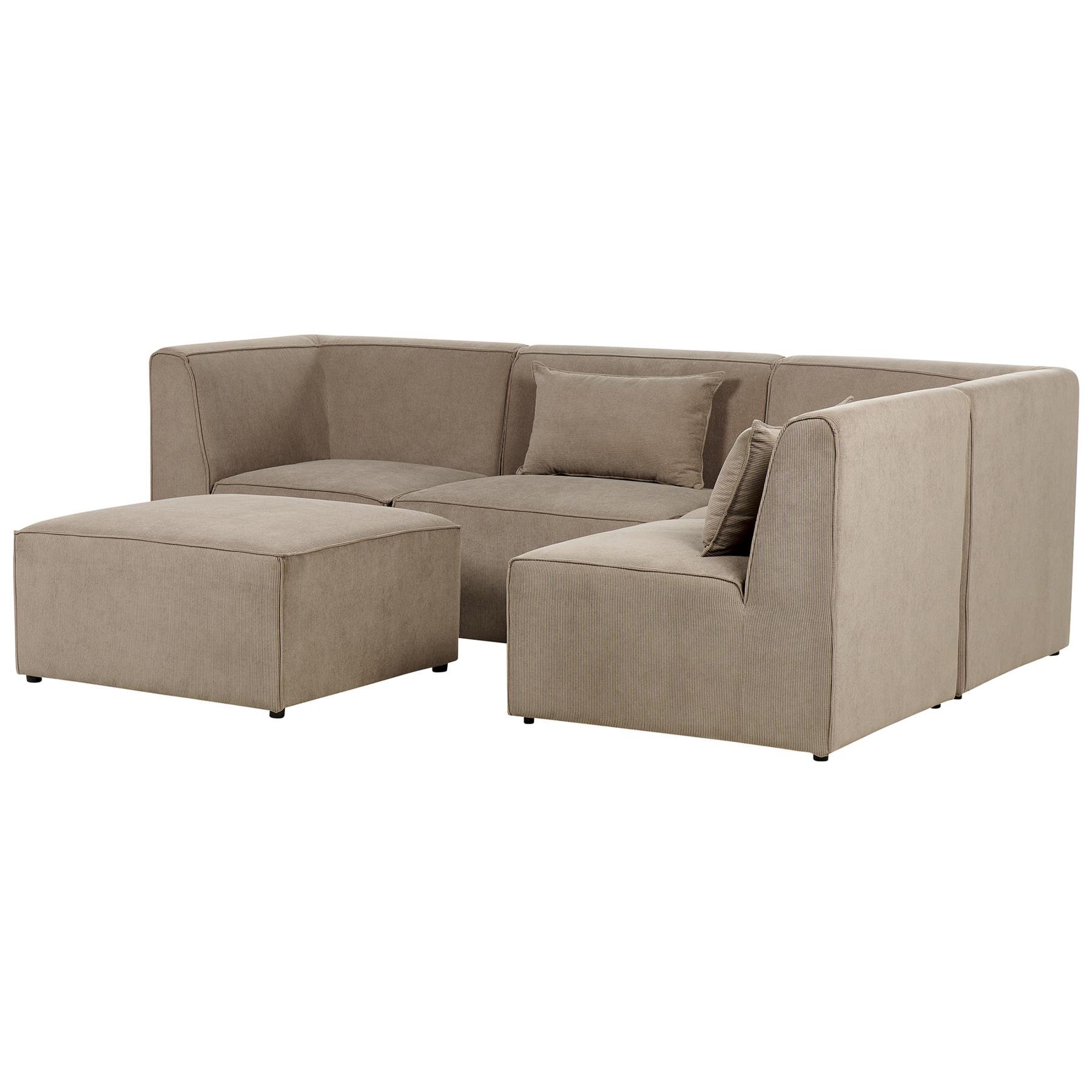 Beliani - LEMVIG - Hoekbank 4-zits - Taupe - Linkerzijde - Corduroy