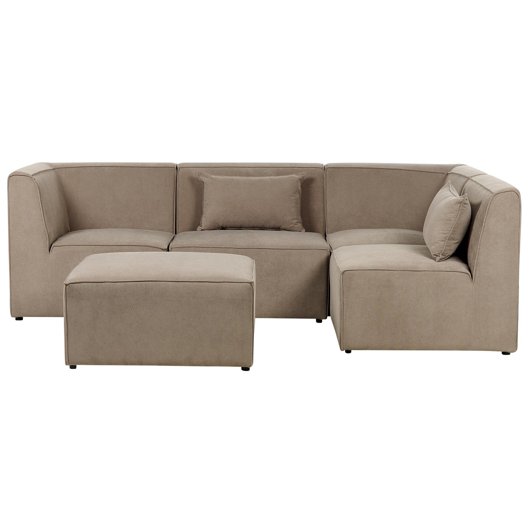 Beliani - LEMVIG - Hoekbank 4-zits - Taupe - Linkerzijde - Corduroy