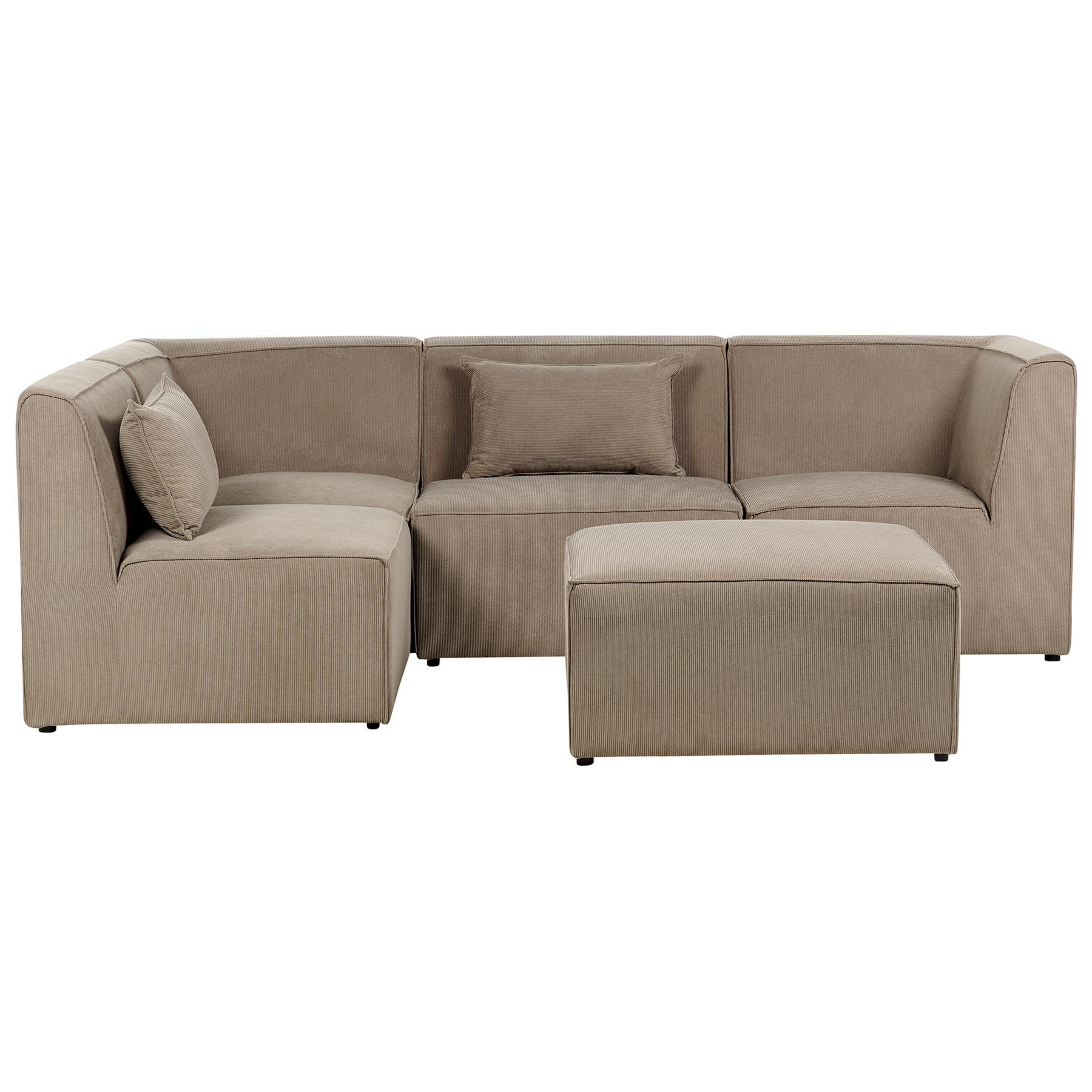 Beliani - LEMVIG - Hoekbank 4-zits - Taupe - Rechterzijde - Corduroy