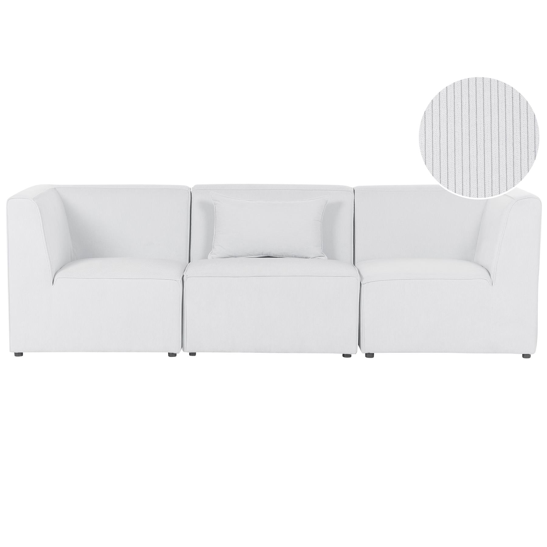 Beliani - LEMVIG - Driezitsbank - Gebroken wit - Corduroy