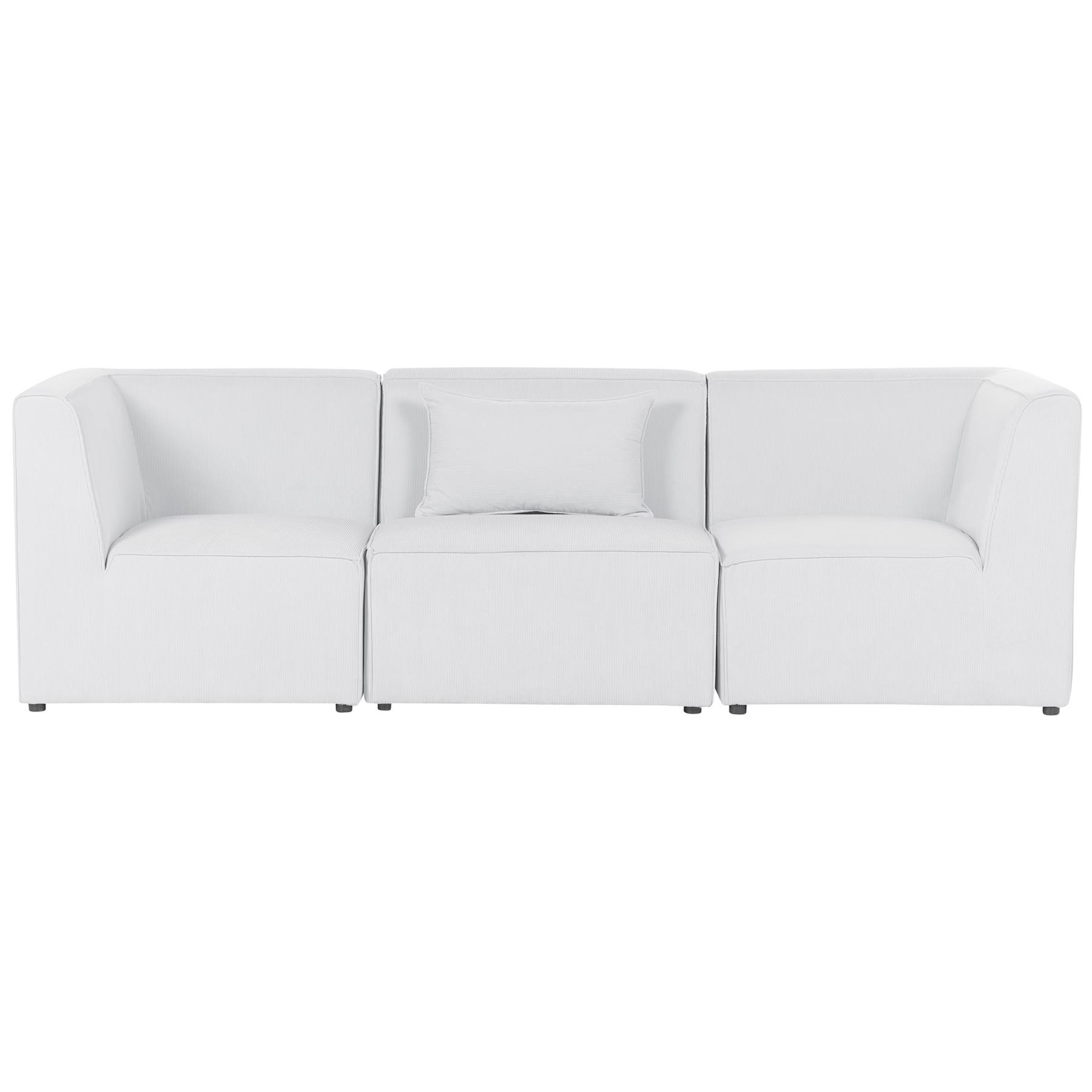 Beliani - LEMVIG - Driezitsbank - Gebroken wit - Corduroy
