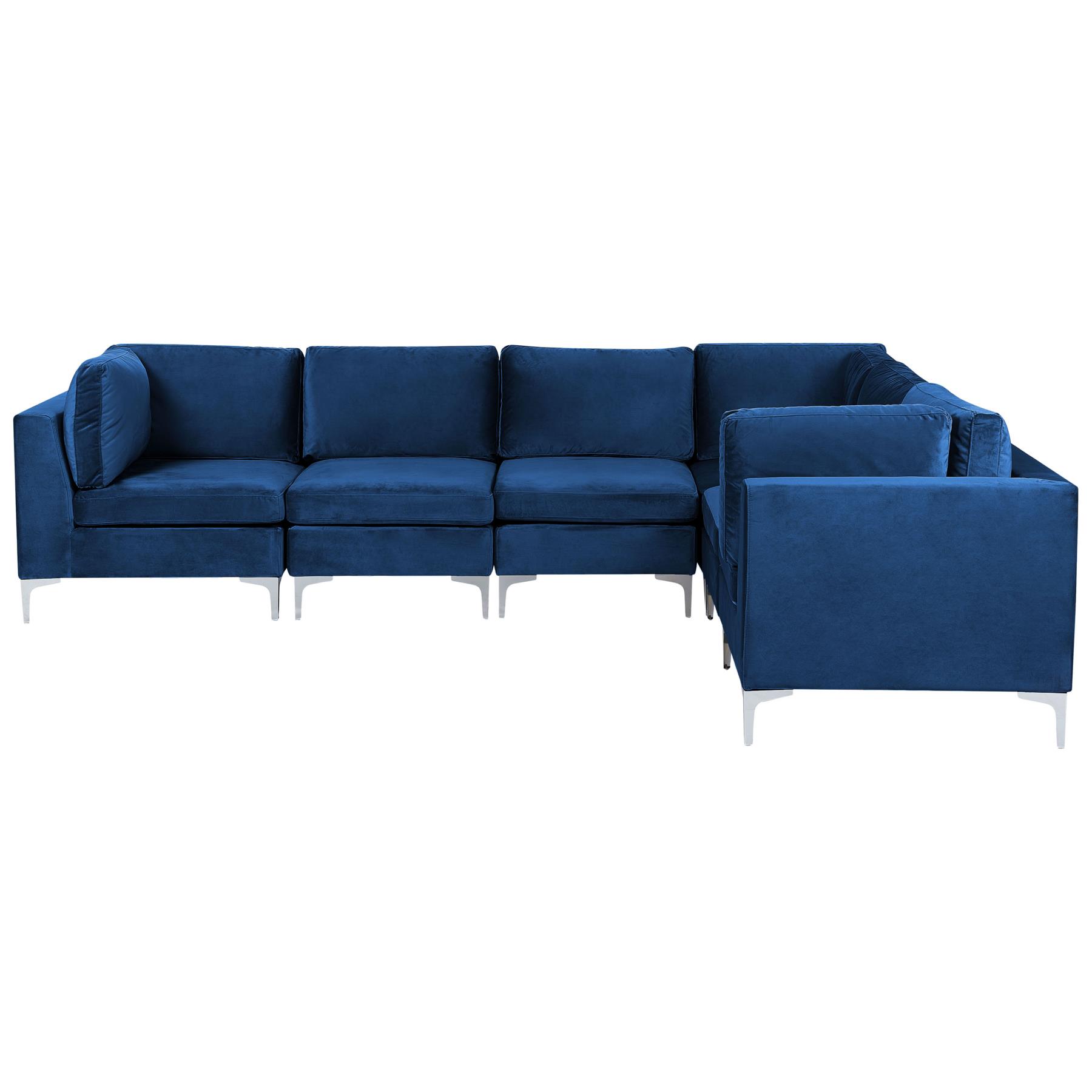 Beliani - EVJA - Hoekbank - Marineblauw - Linkerzijde - Fluweel