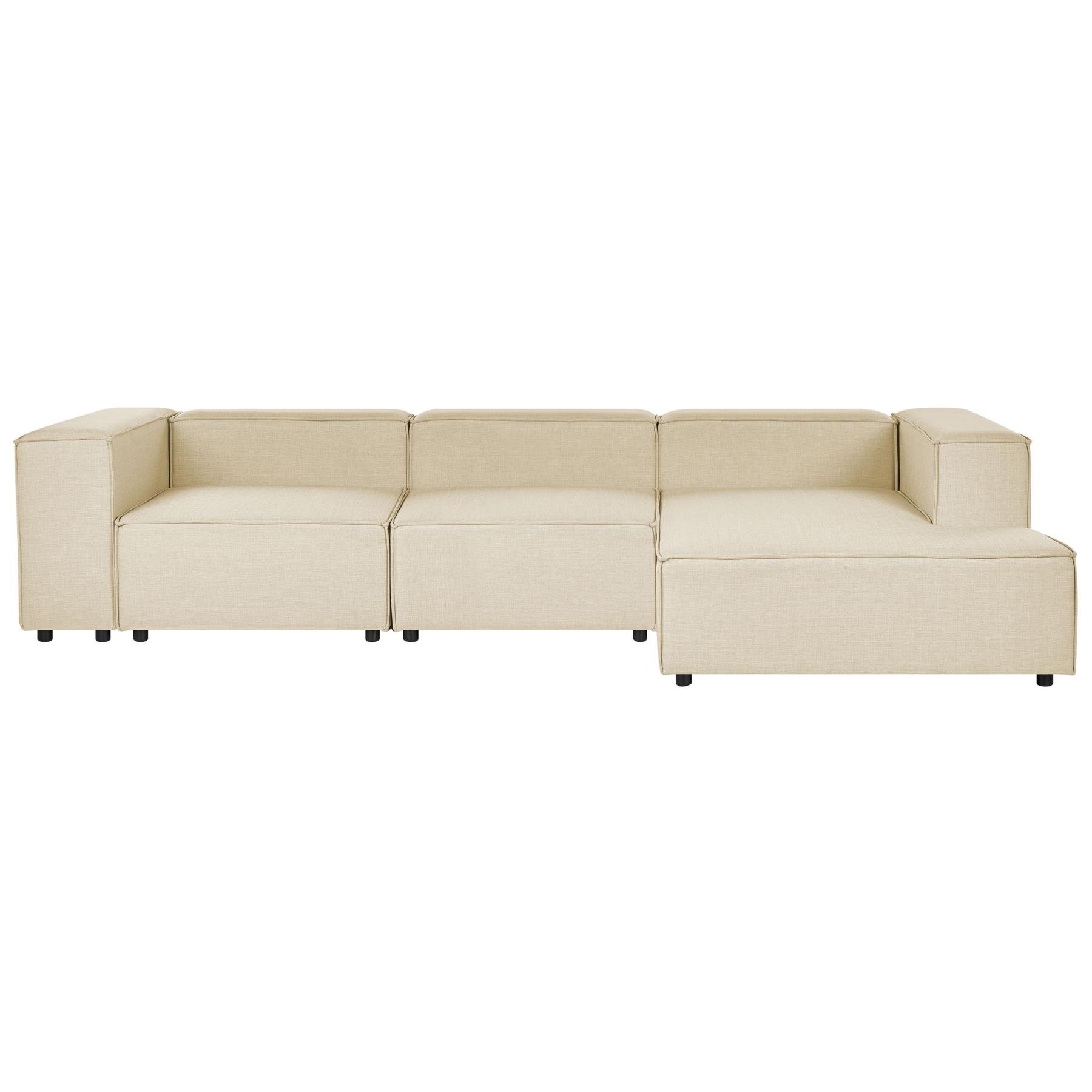 Beliani - APRICA - Hoekbank - Beige - Linkerzijde - Linnen