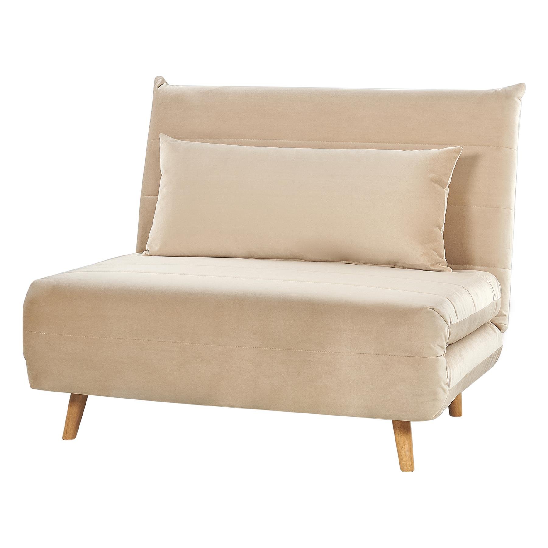 Beliani - SETTEN - Slaapbank 1-zits - Zandbeige - Fluweel