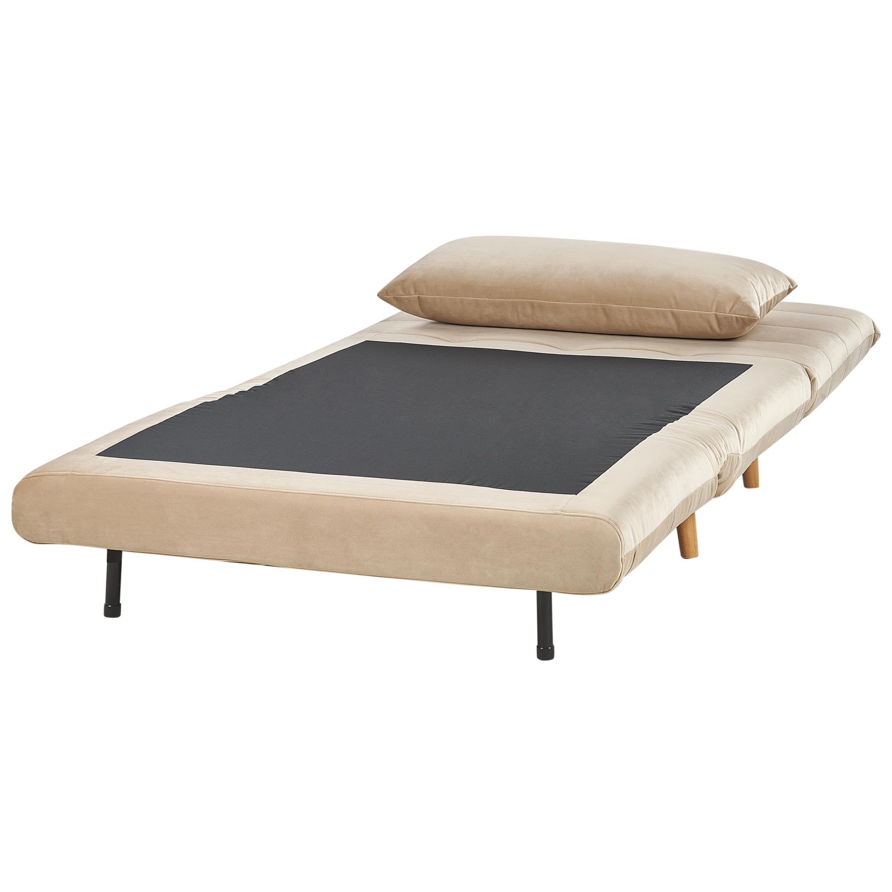 Beliani - SETTEN - Slaapbank 1-zits - Zandbeige - Fluweel