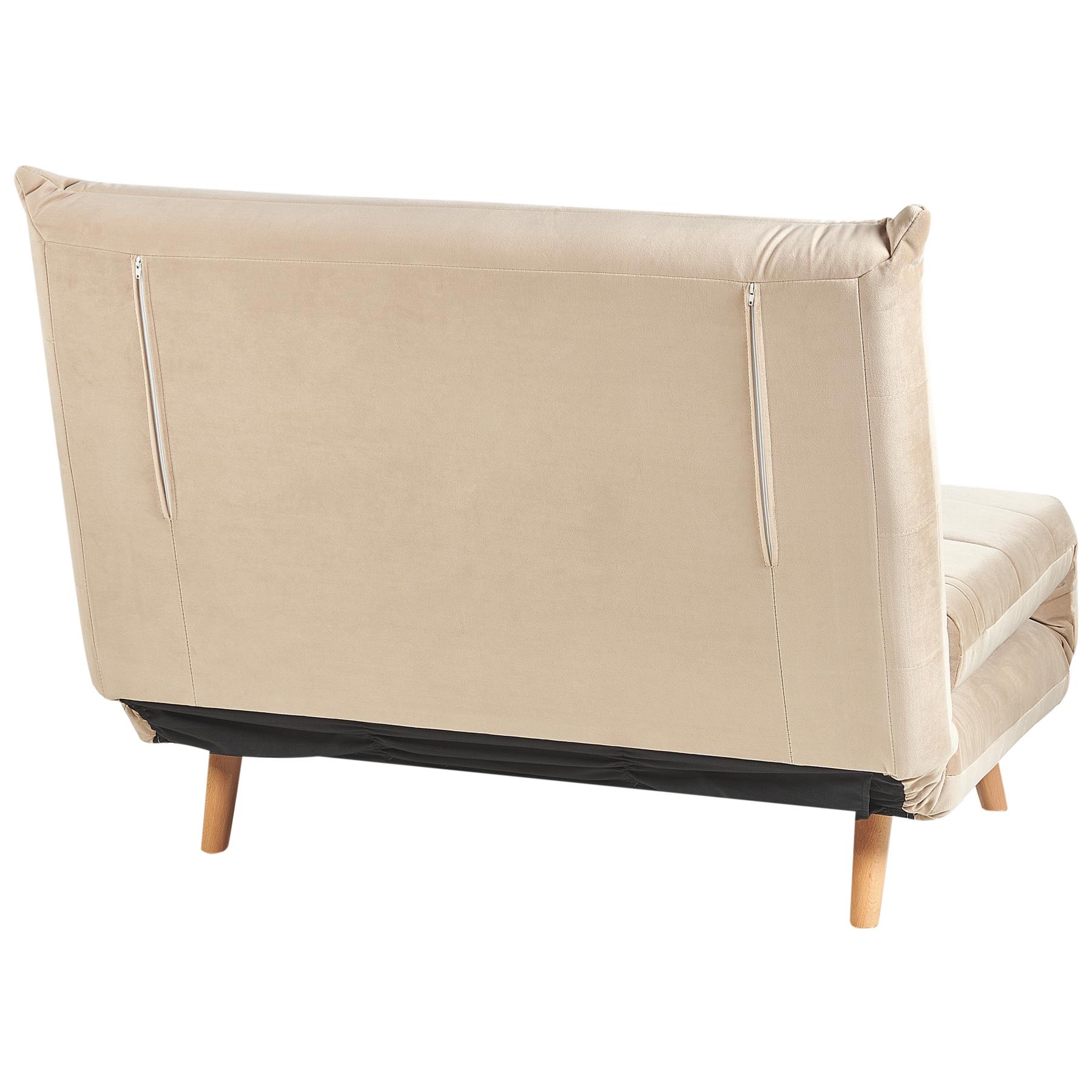 Beliani - SETTEN - Slaapbank 1-zits - Zandbeige - Fluweel