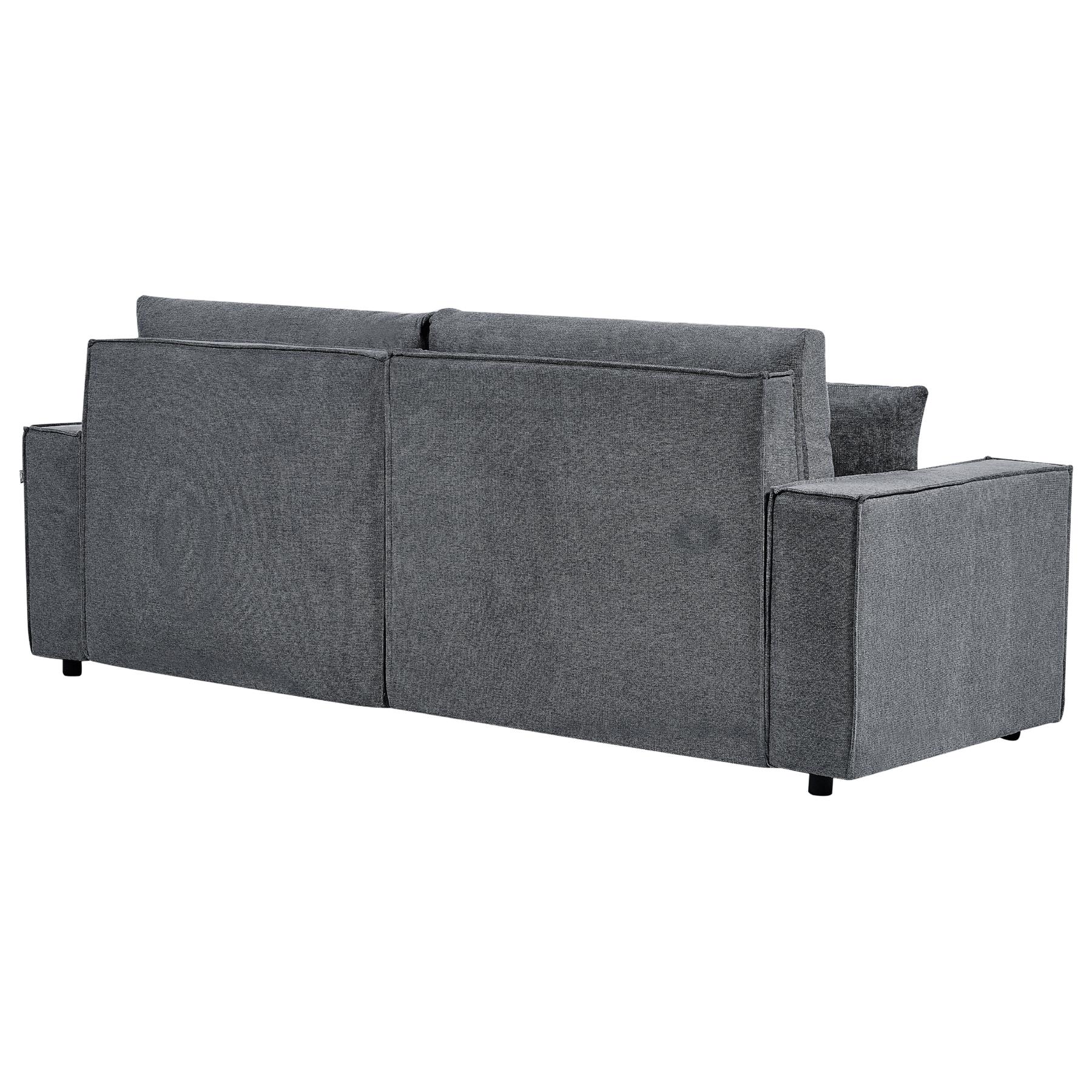 Beliani-KARILA-Hoekbank met slaapfunctie-Donkergrijs-Links-Polyester