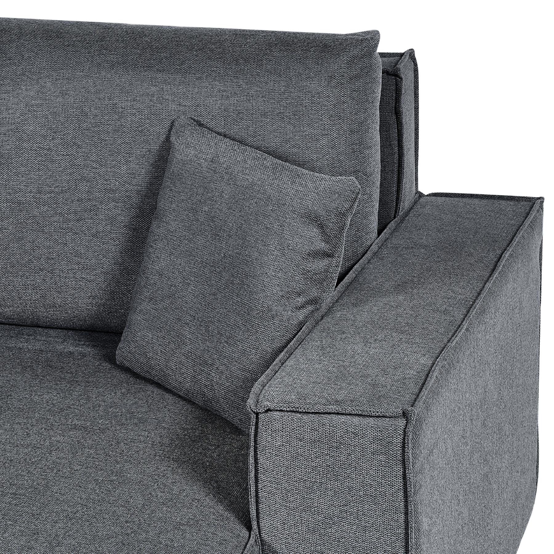 Beliani-KARILA-Hoekbank met slaapfunctie-Donkergrijs-Links-Polyester