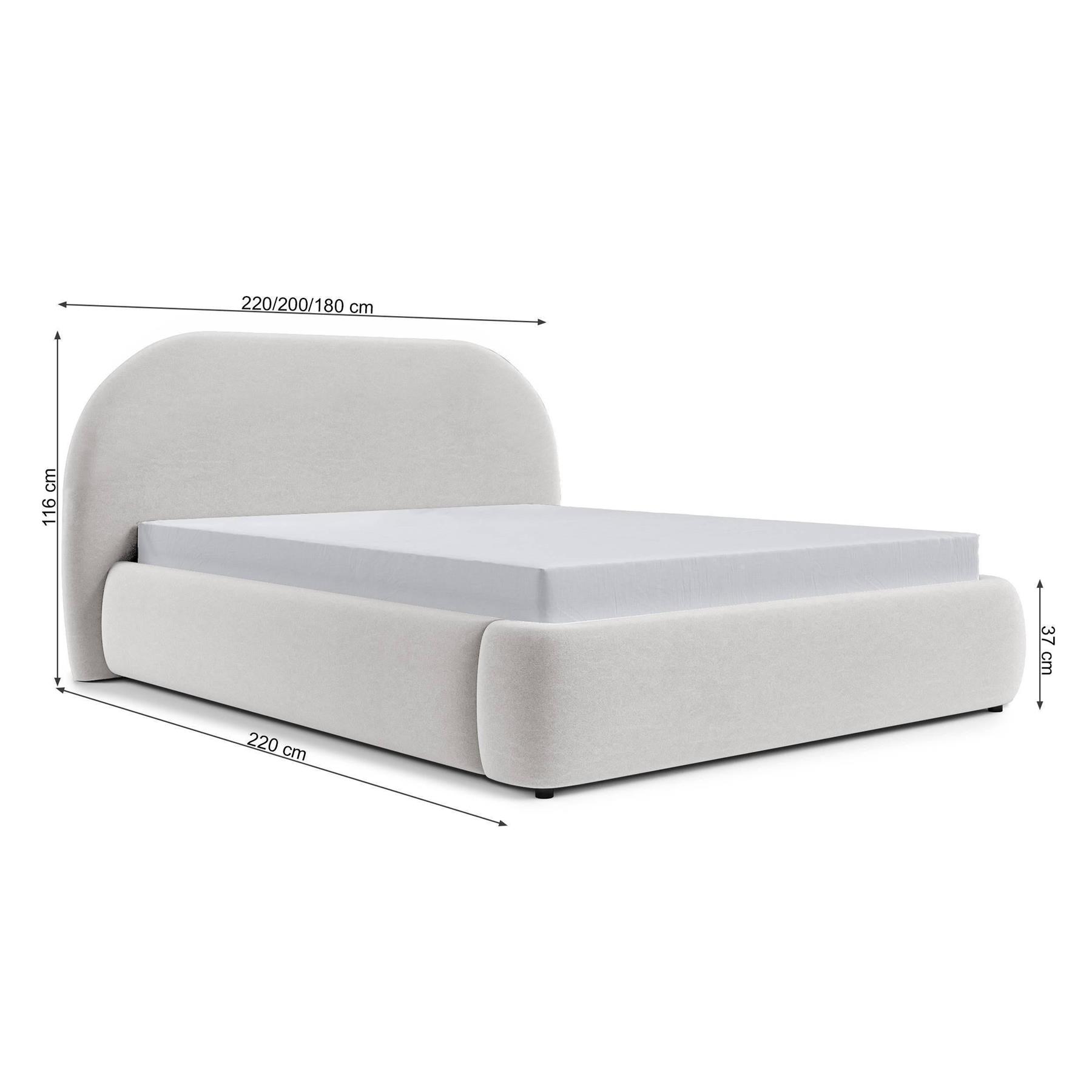 NADUVI Collection Philipa Bedframe - 140 x 200 cm - Fluweel - Lichtgrijs