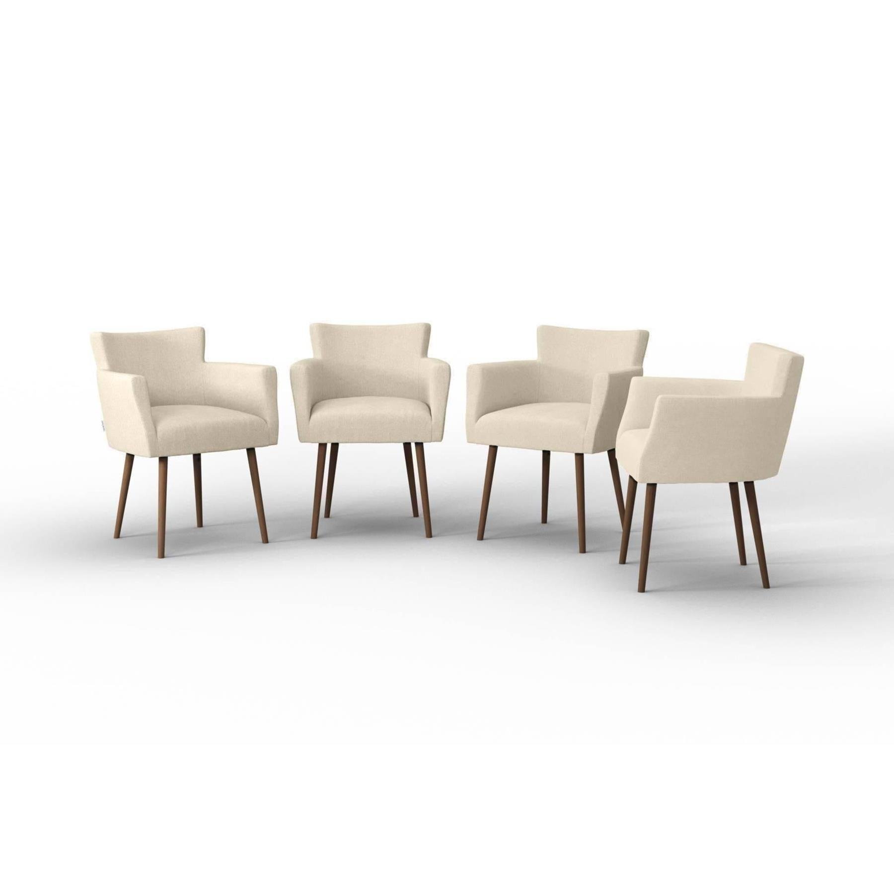 NADUVI Collection Set van 4 eetkamerstoelen Billie linnen