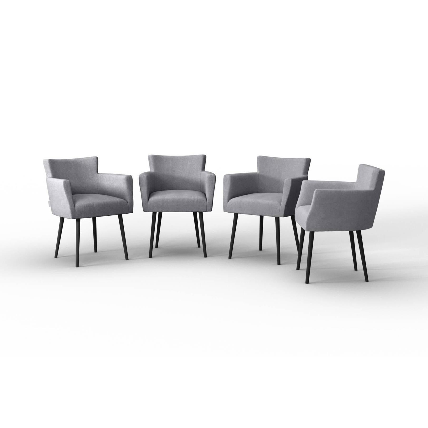 NADUVI Collection Set van 4 eetkamerstoelen Billie linnen
