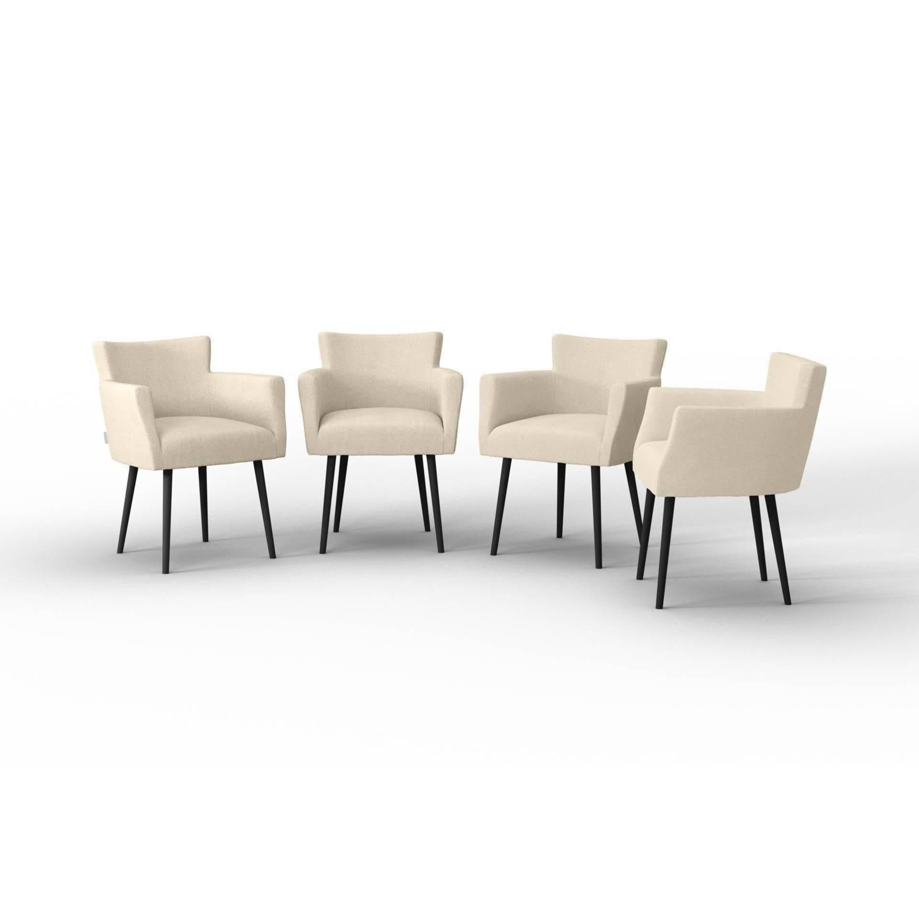 NADUVI Collection Set van 4 eetkamerstoelen Billie linnen
