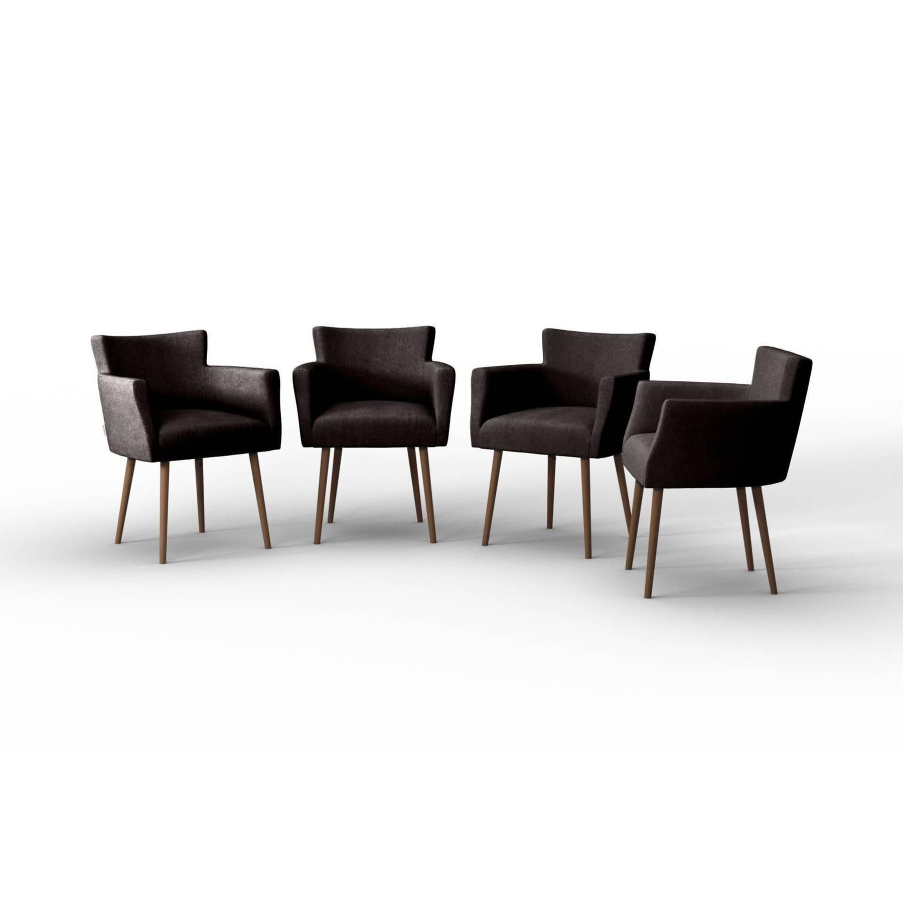 NADUVI Collection Set van 4 eetkamerstoelen Billie linnen