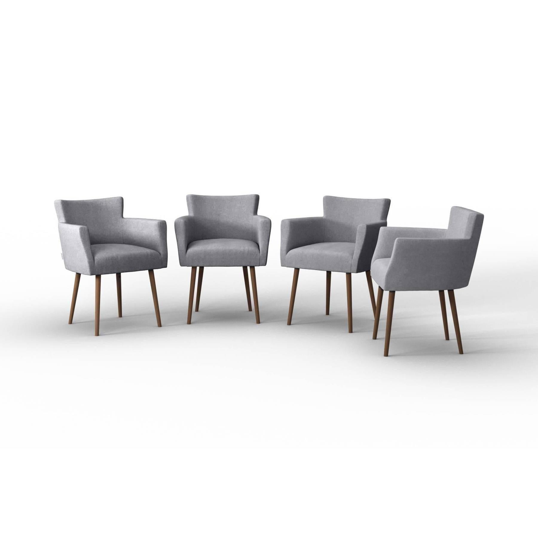 NADUVI Collection Set van 4 eetkamerstoelen Billie linnen