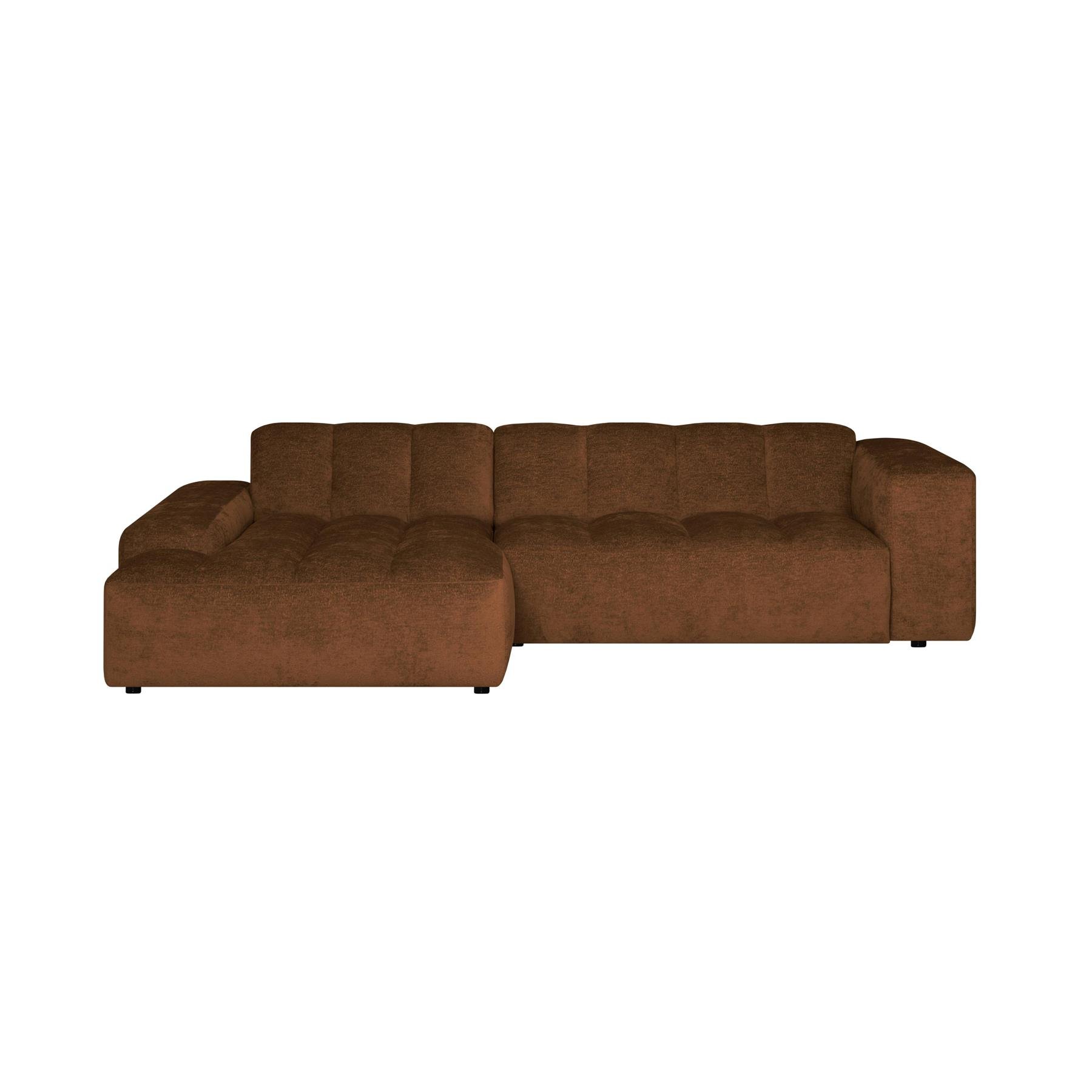 by fonQ Mumble Hoekbank met Chaise Longue Links - Chenille - Cognac