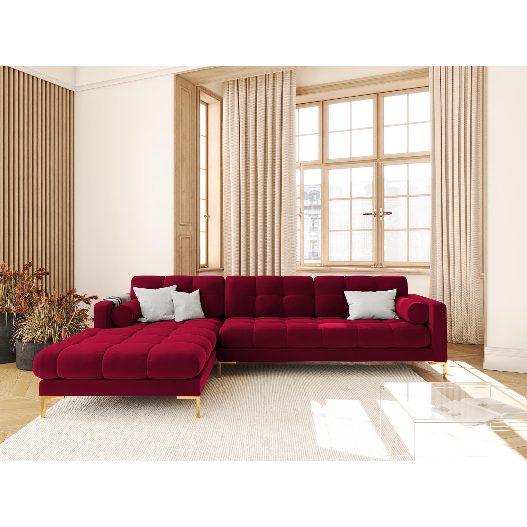 Cosmopolitan Design Bali Hoekbank met Chaise Longue Links - Wijnrood / Goud