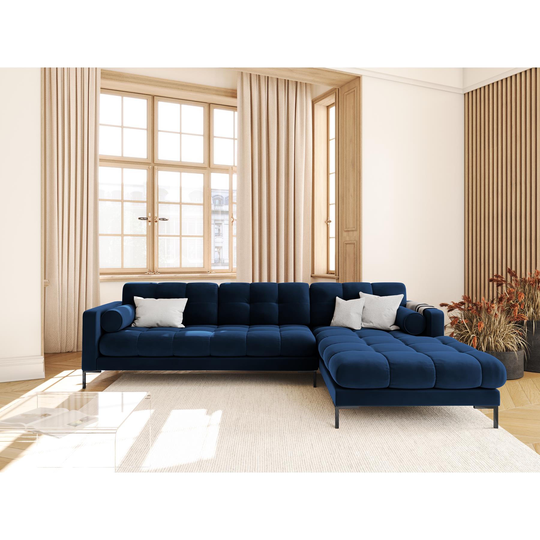 Cosmopolitan Design Bali Hoekbank met Chaise Longue Rechts - Koningsblauw / Zwart