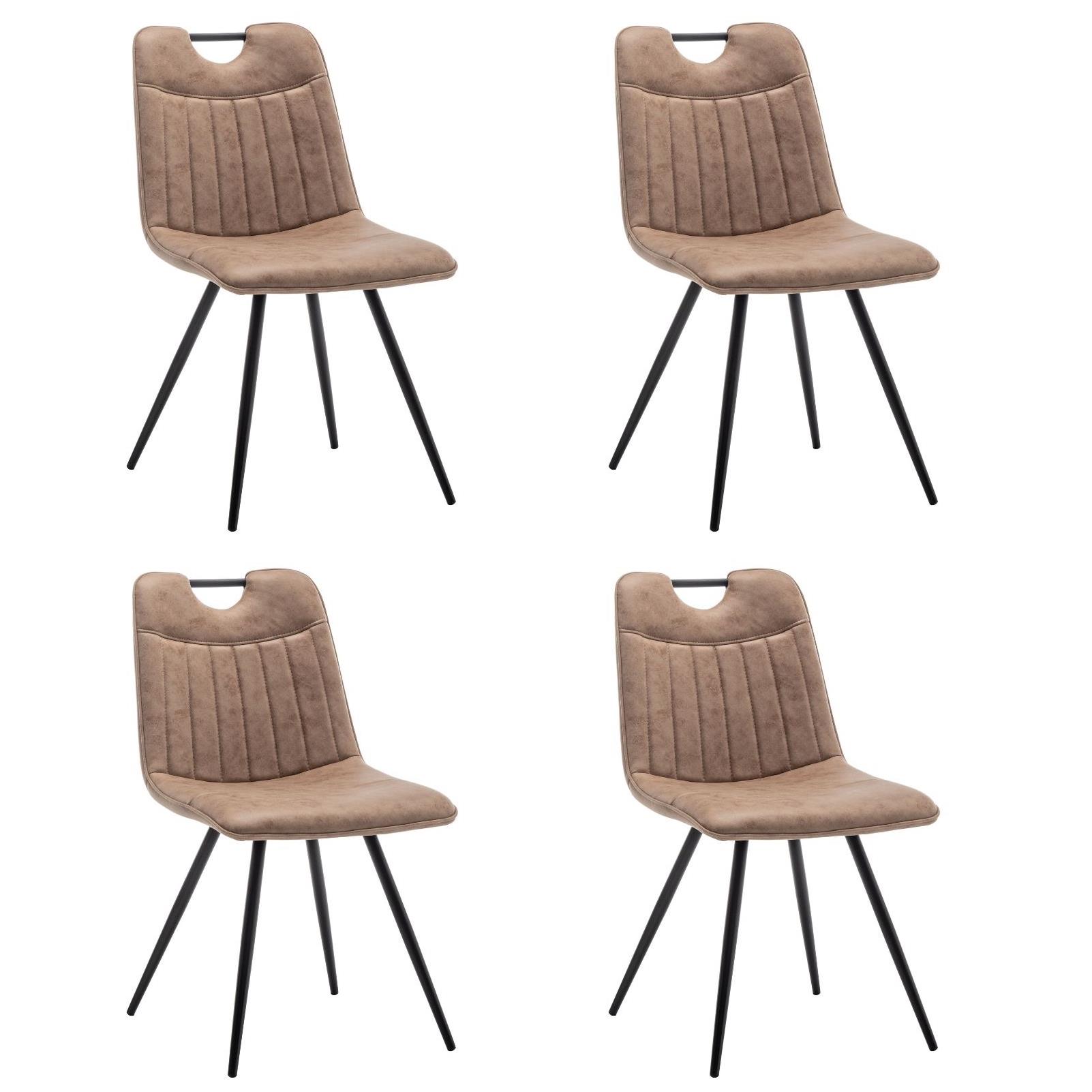 Furnihaus Eetkamerstoel Leon Microvezel Taupe Set van 4