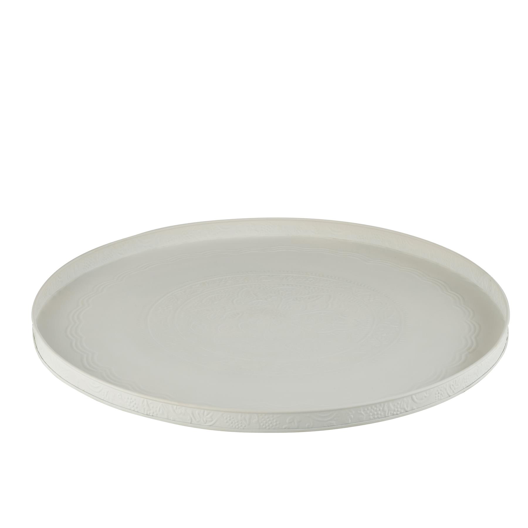 J-Line plateau Rond Klassiek - ijzer - wit - large