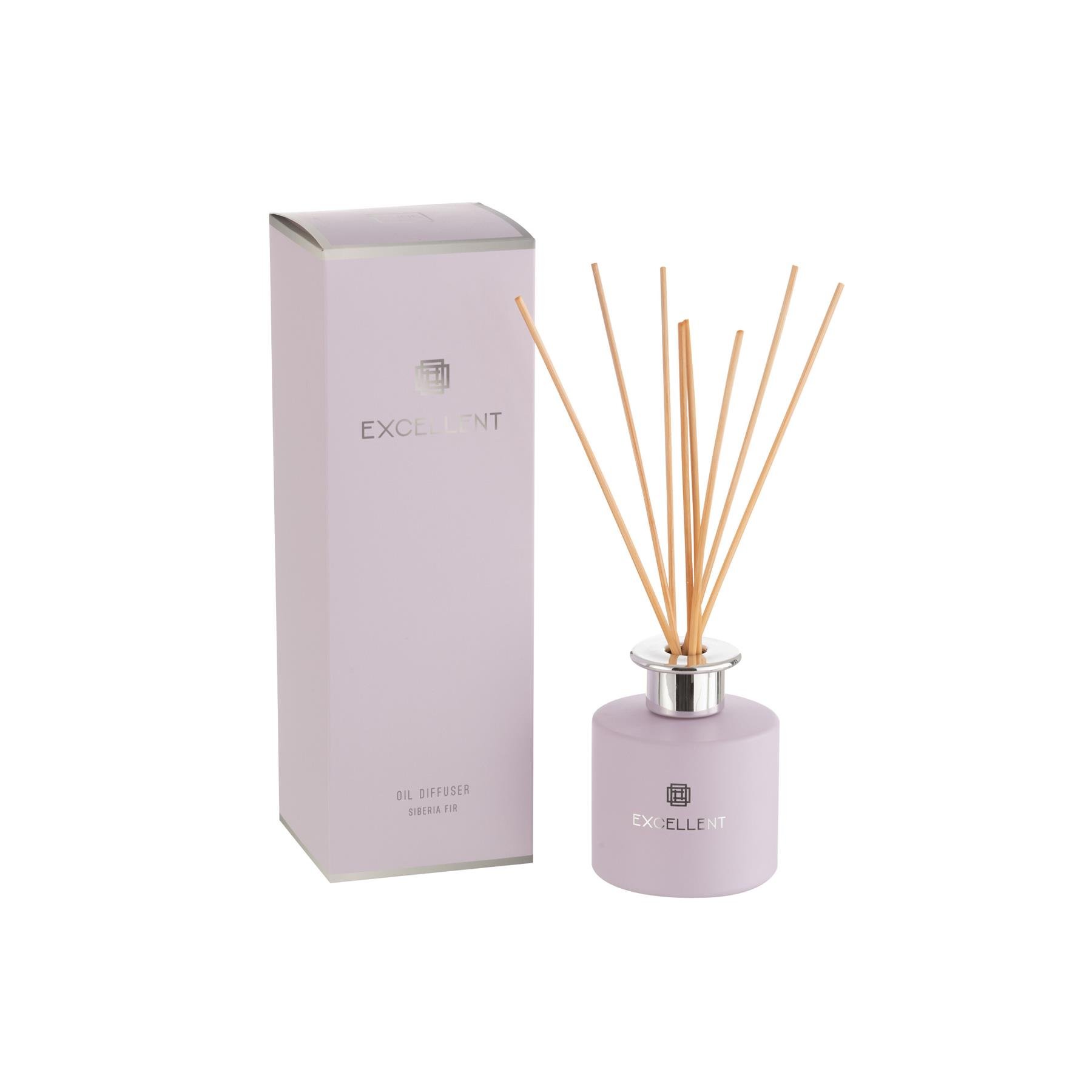 J-Line geurolie + stokjes Excellent - Siberia Fir - glas - paars