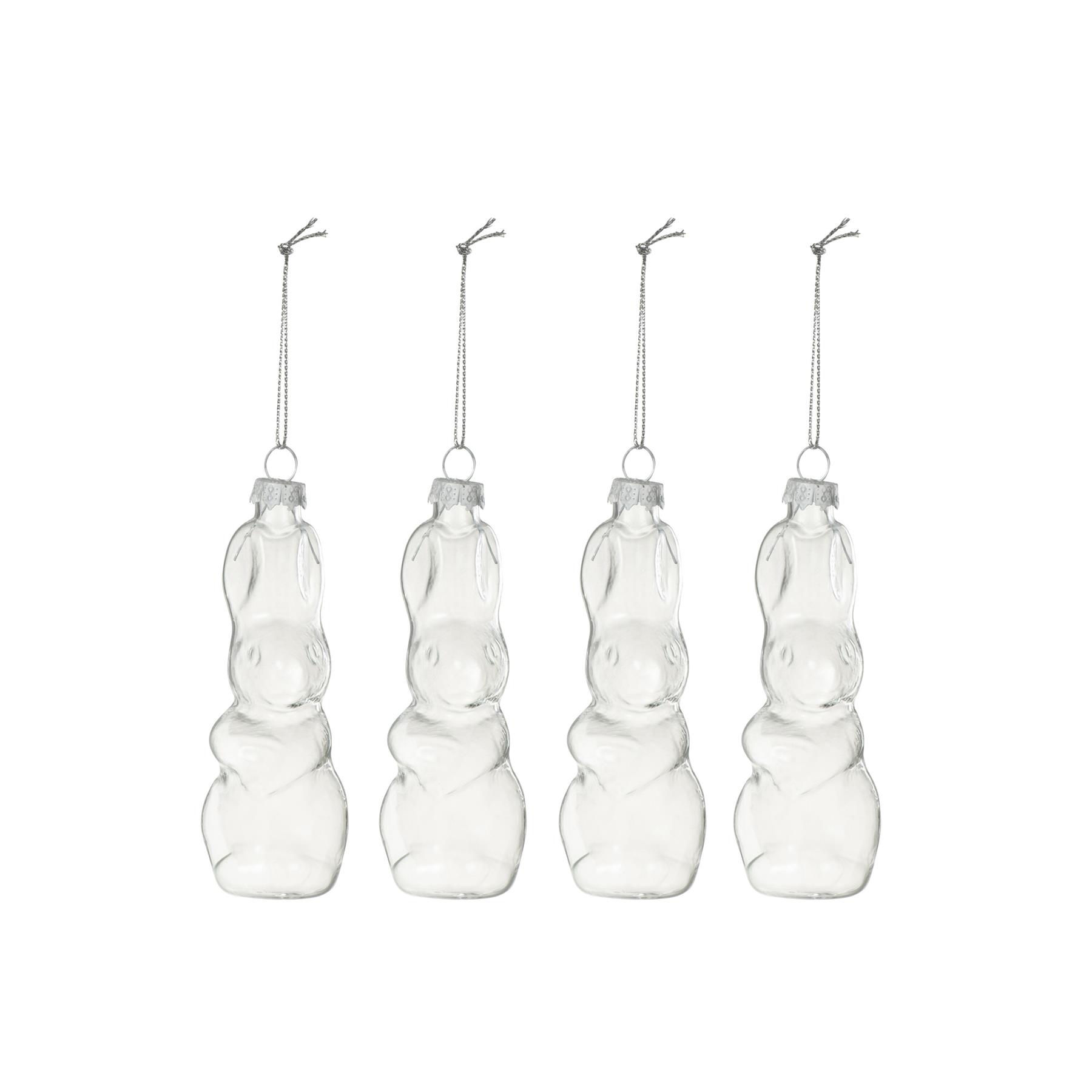 J-Line hanger Konijnen - glas - transparant - doos van 5