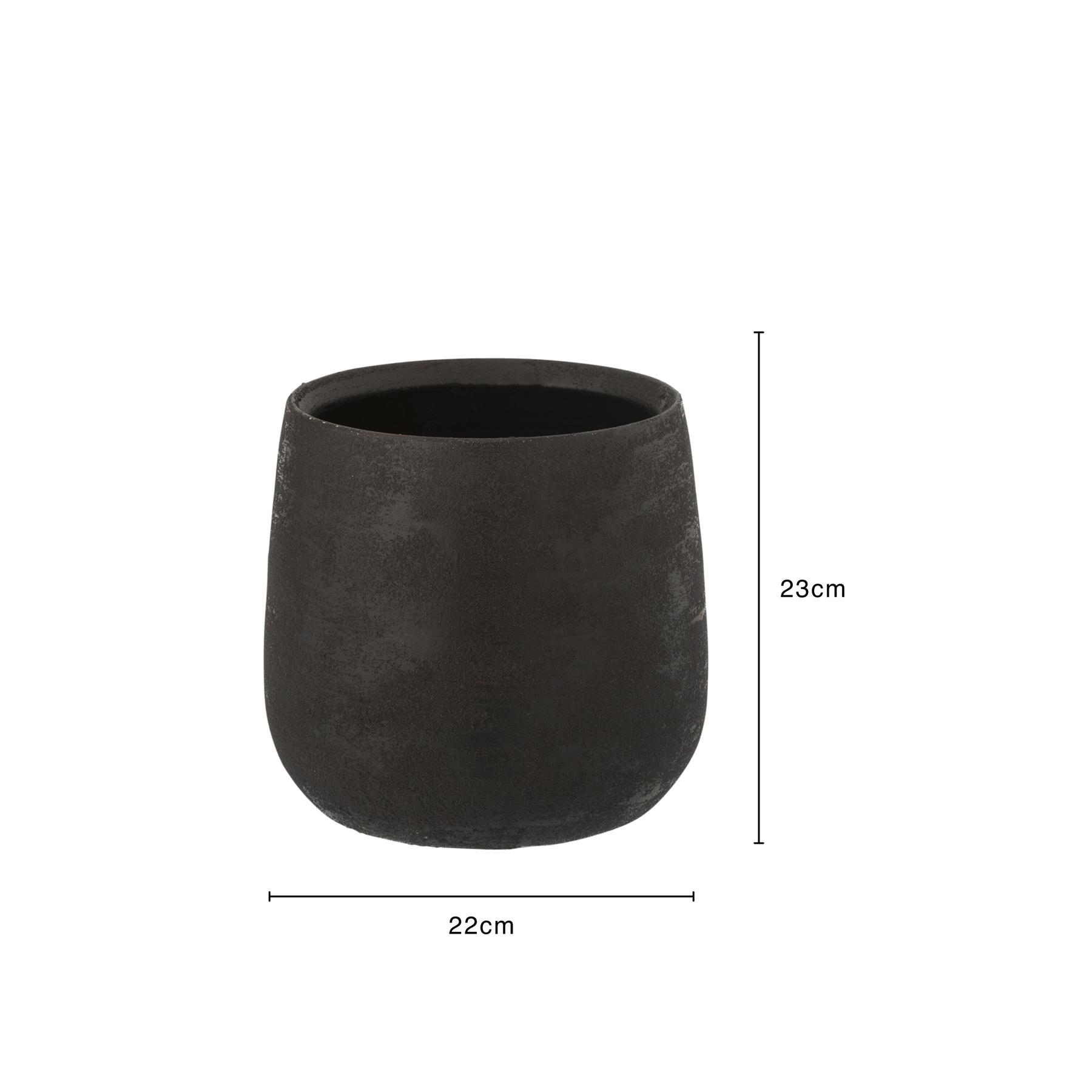 J-Line bloempot Oneffen - keramiek - zwart - large - Ø 23 cm