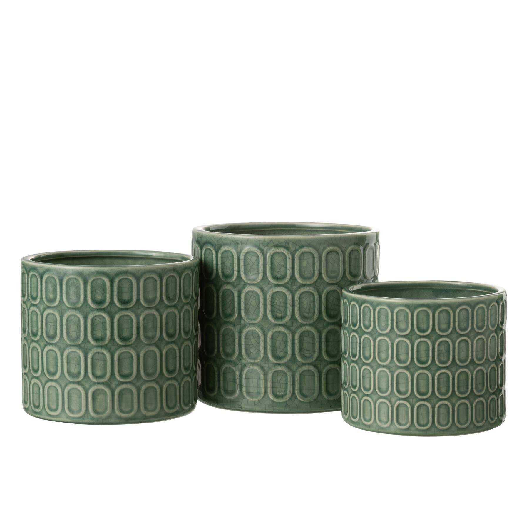 J-Line bloempot Ovaal Patroon - keramiek - groen - large - Ø 17 cm