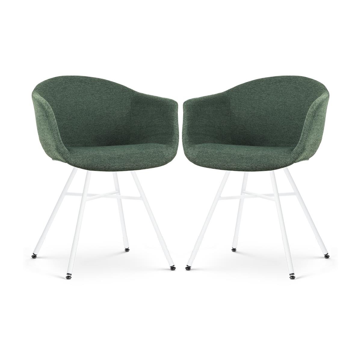 Nolon Noa-Otis Eetkamerstoelen Set van 2 - Donkergroen - Witte Poten