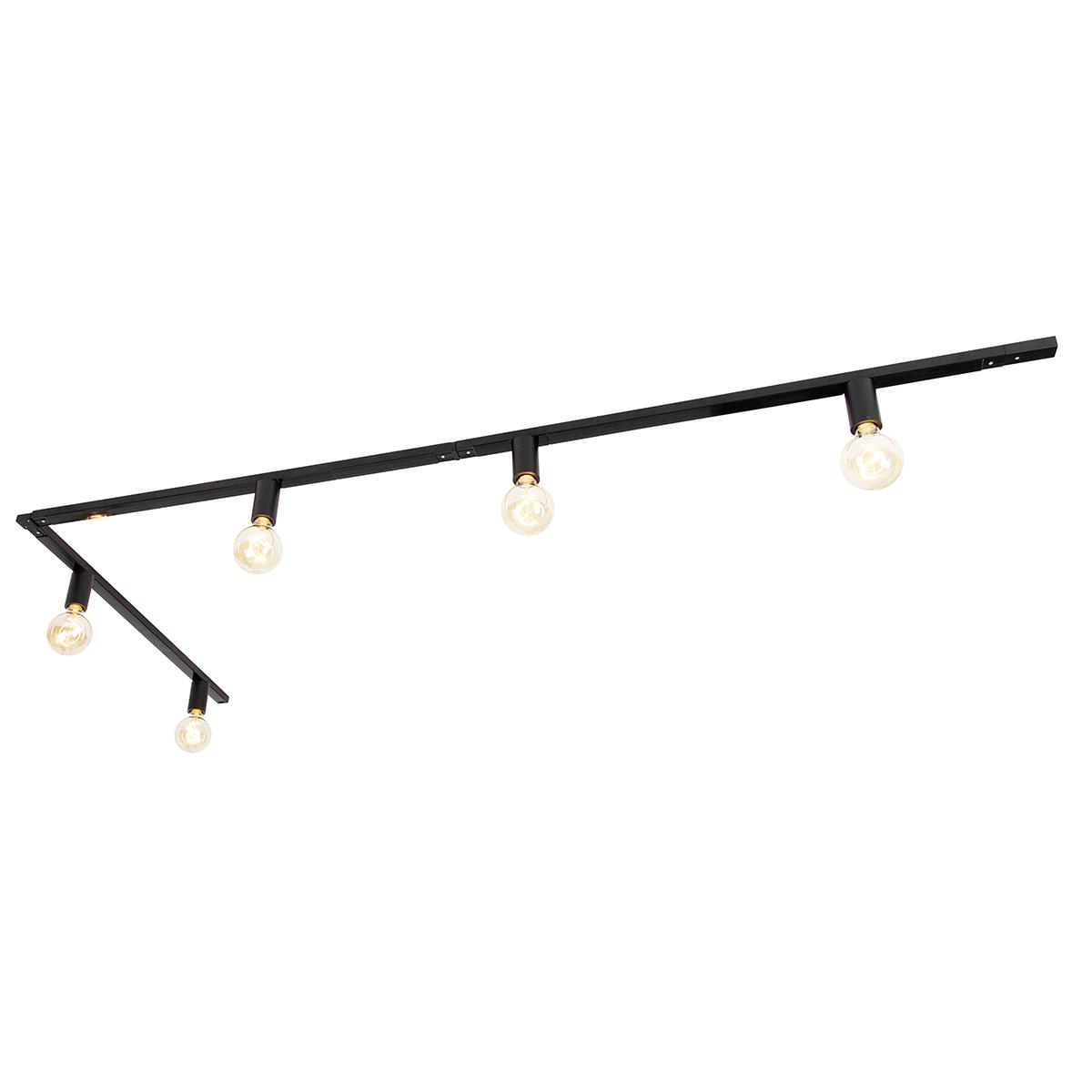 QAZQA Moderne 1-fase railsysteem 5-lichts incl. E27 fitting zwart -
