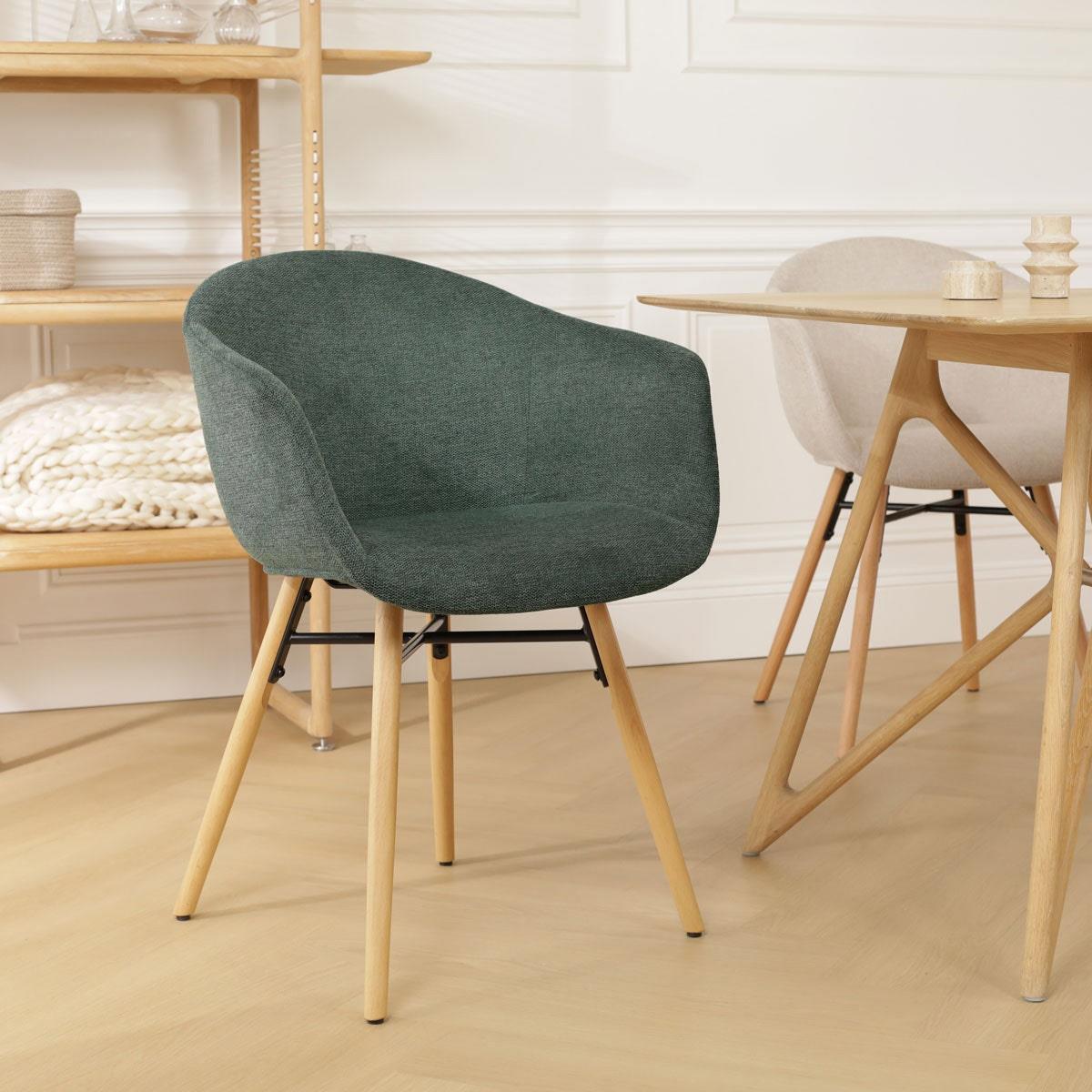 Nolon Nena-Otis Eetkamerstoelen Set van 2 - Donkergroen - Houten Poten
