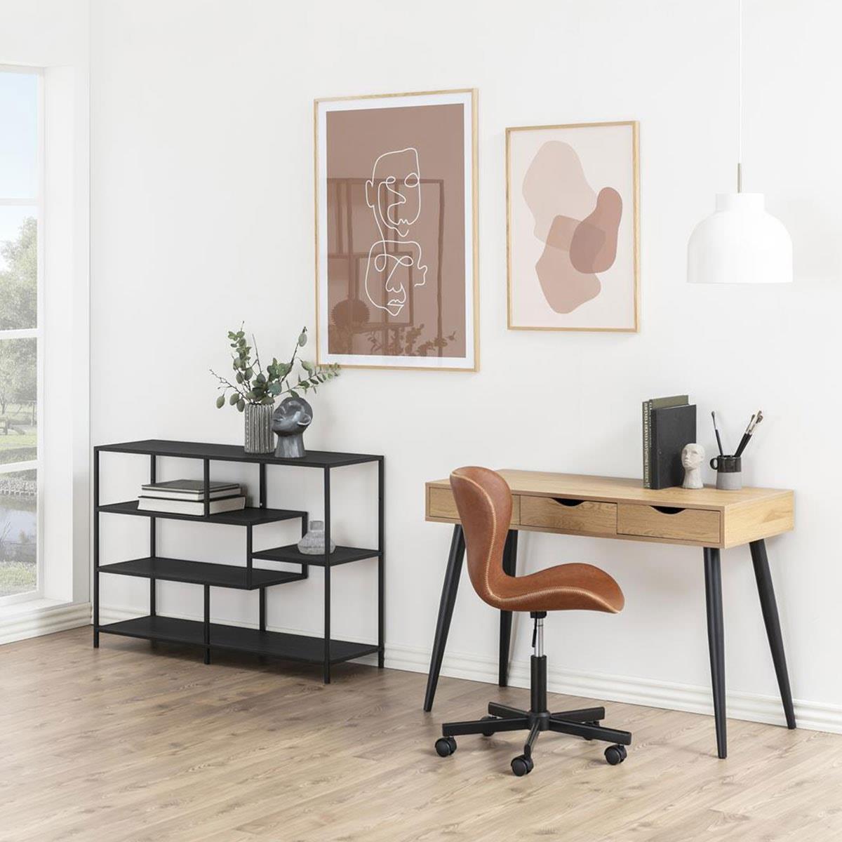 Lisomme Keet houten bureau naturel - met 3 lades - 110 x 50 cm