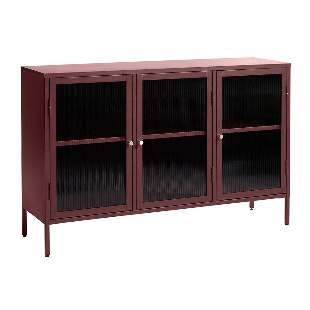 Olivine Katja Sideboard Dressoir Rood - Metaal - Glas - 132 cm