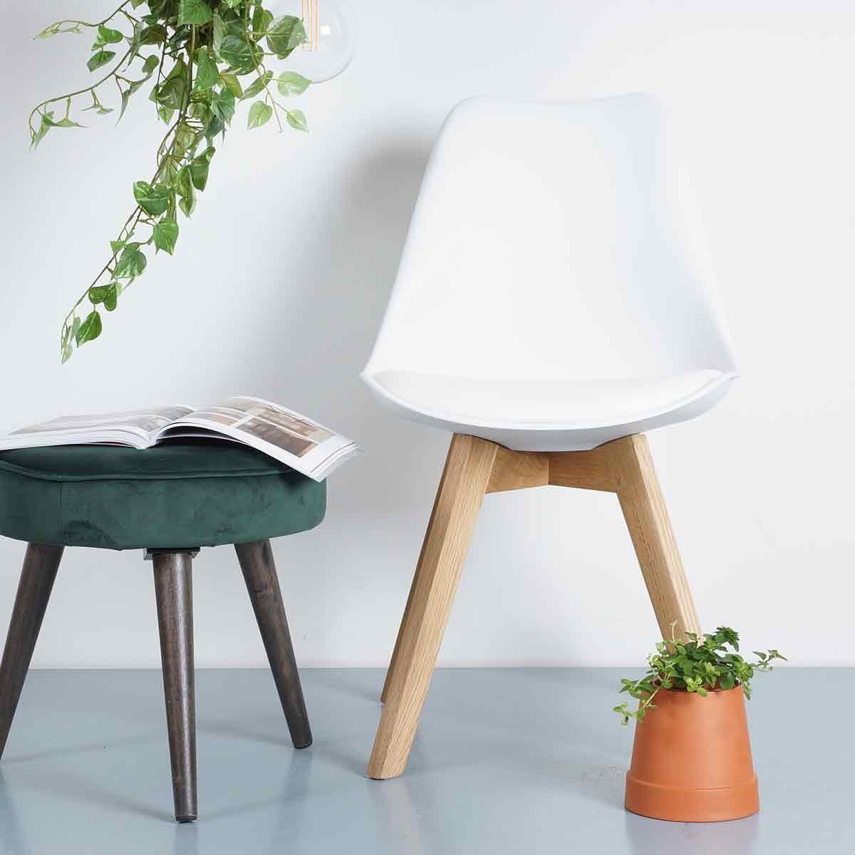 Essence Madera eetkamerstoel wit - houten onderstel