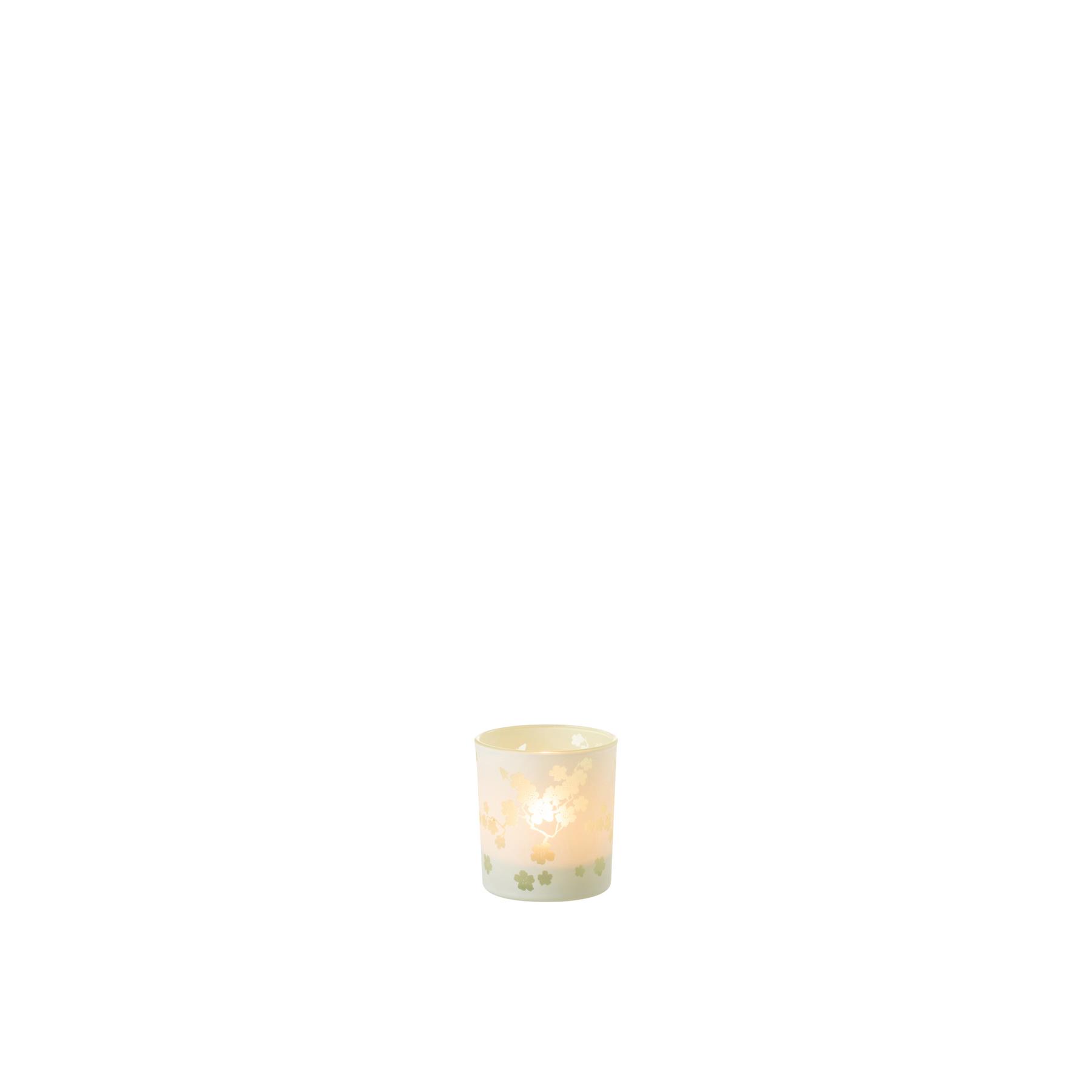 J-Line theelichthouder Bloemen - glas - groen - small