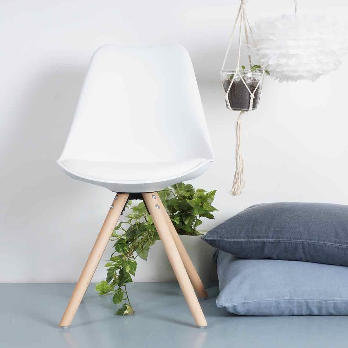 Essence Legno stoel wit - Houten onderstel - Set van 4