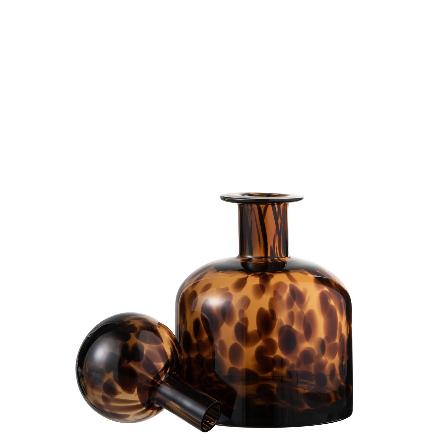 J-Line decoratie Fles + Stop Spikkel - glas - bruin|zwart - small
