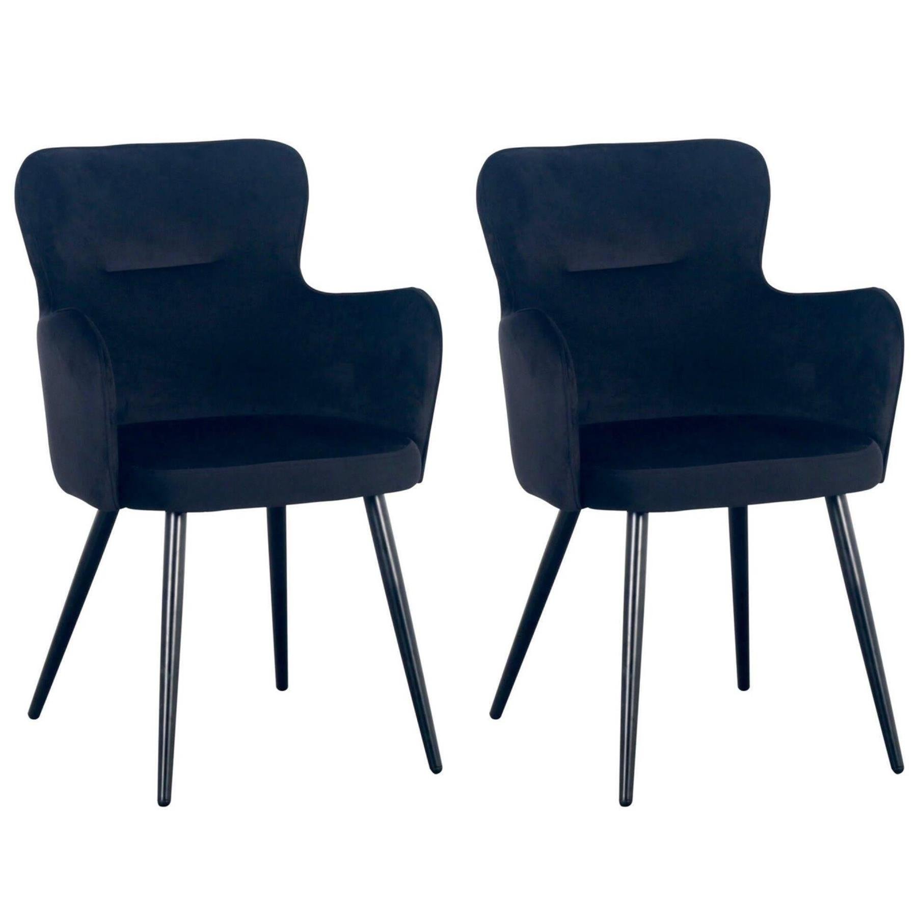 Pole to Pole Wing Eetkamerstoel - Velvet - Zwart - Set van 2