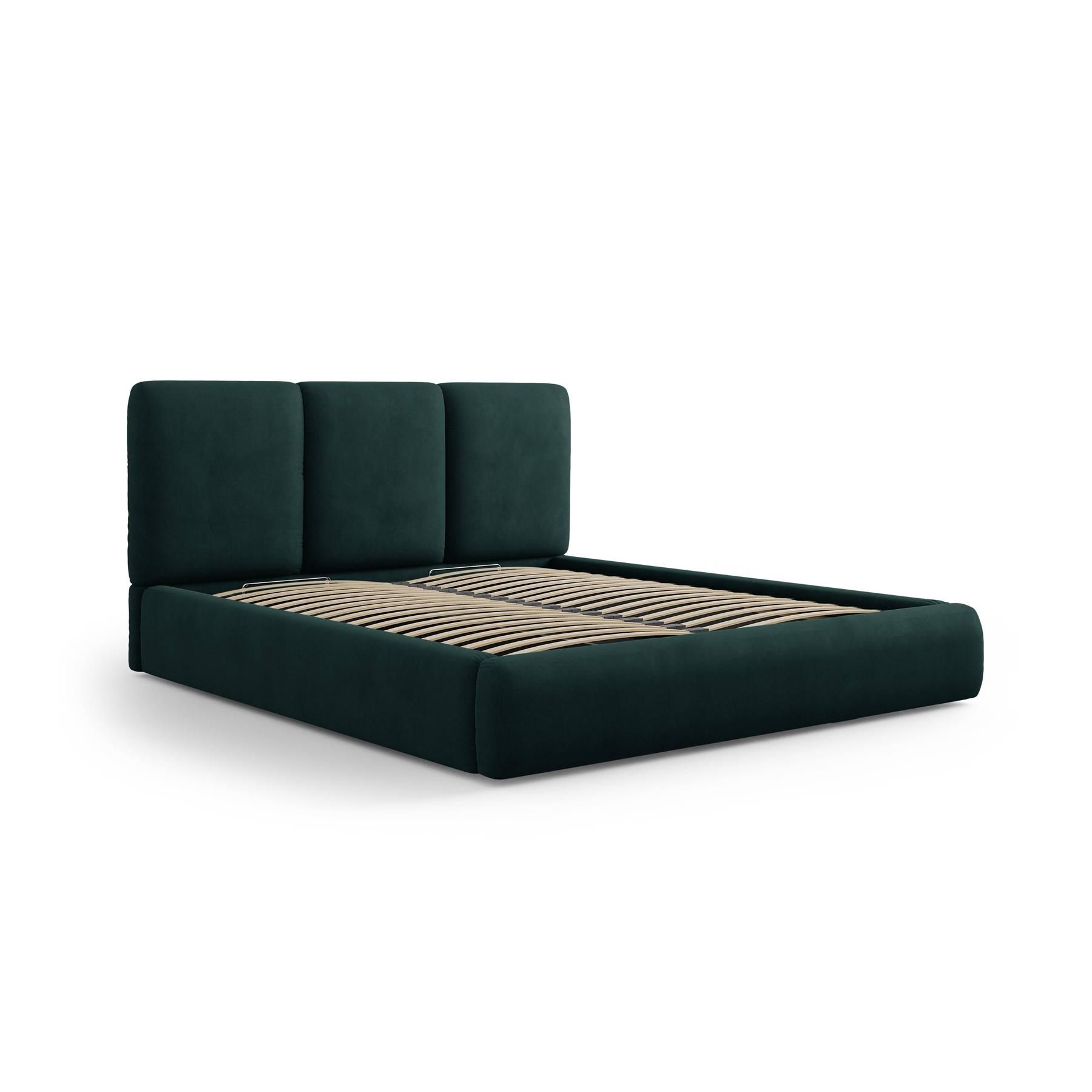 Windsor & Co Horizon Bedframe met Opbergvak - 180 x 200 cm - Chenille - Flessengroen