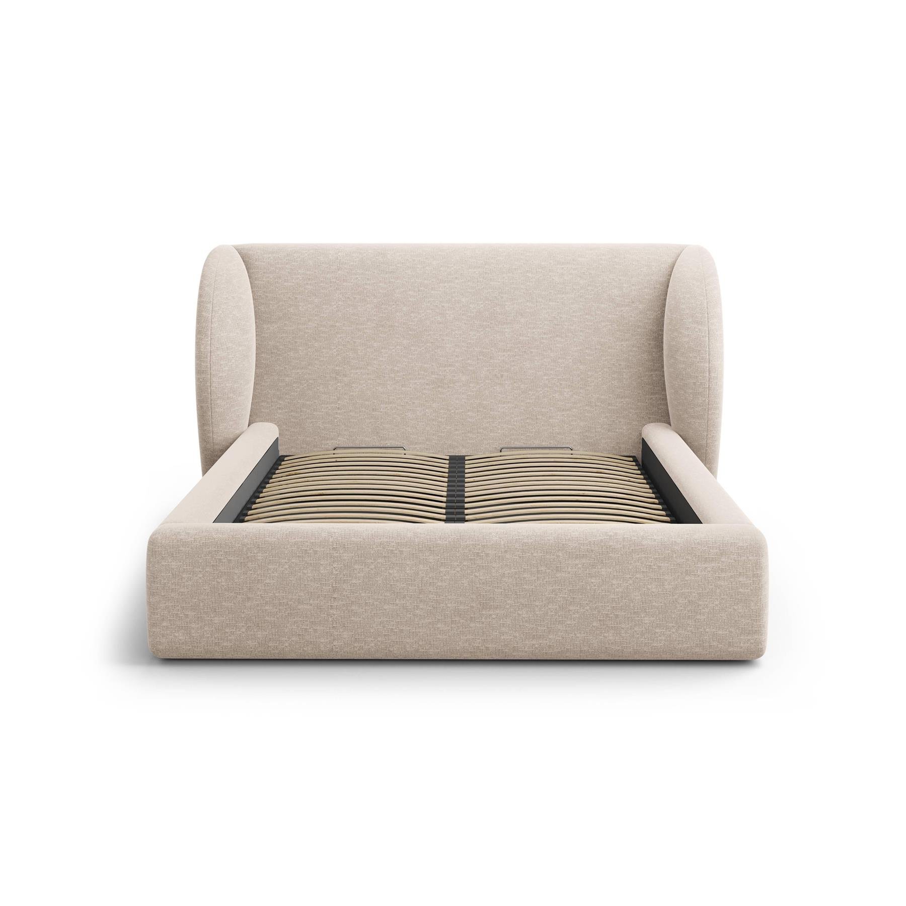 Micadoni Bedframe Miley met Opbergruimte - 200 x 200 cm - Chenille - Beige