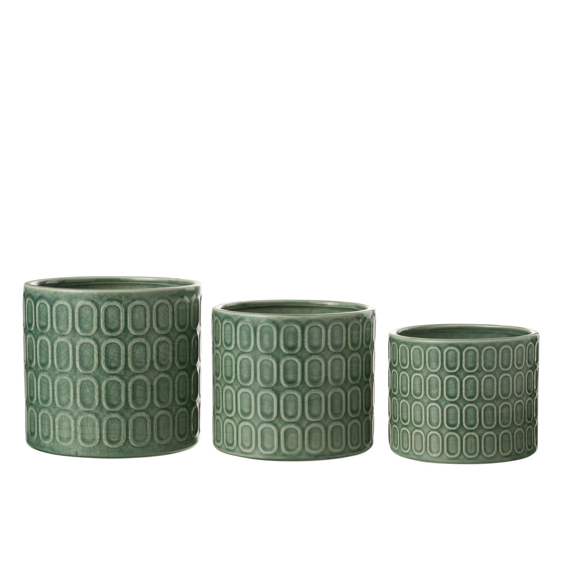 J-Line bloempot Ovaal Patroon - keramiek - groen - large - Ø 17 cm