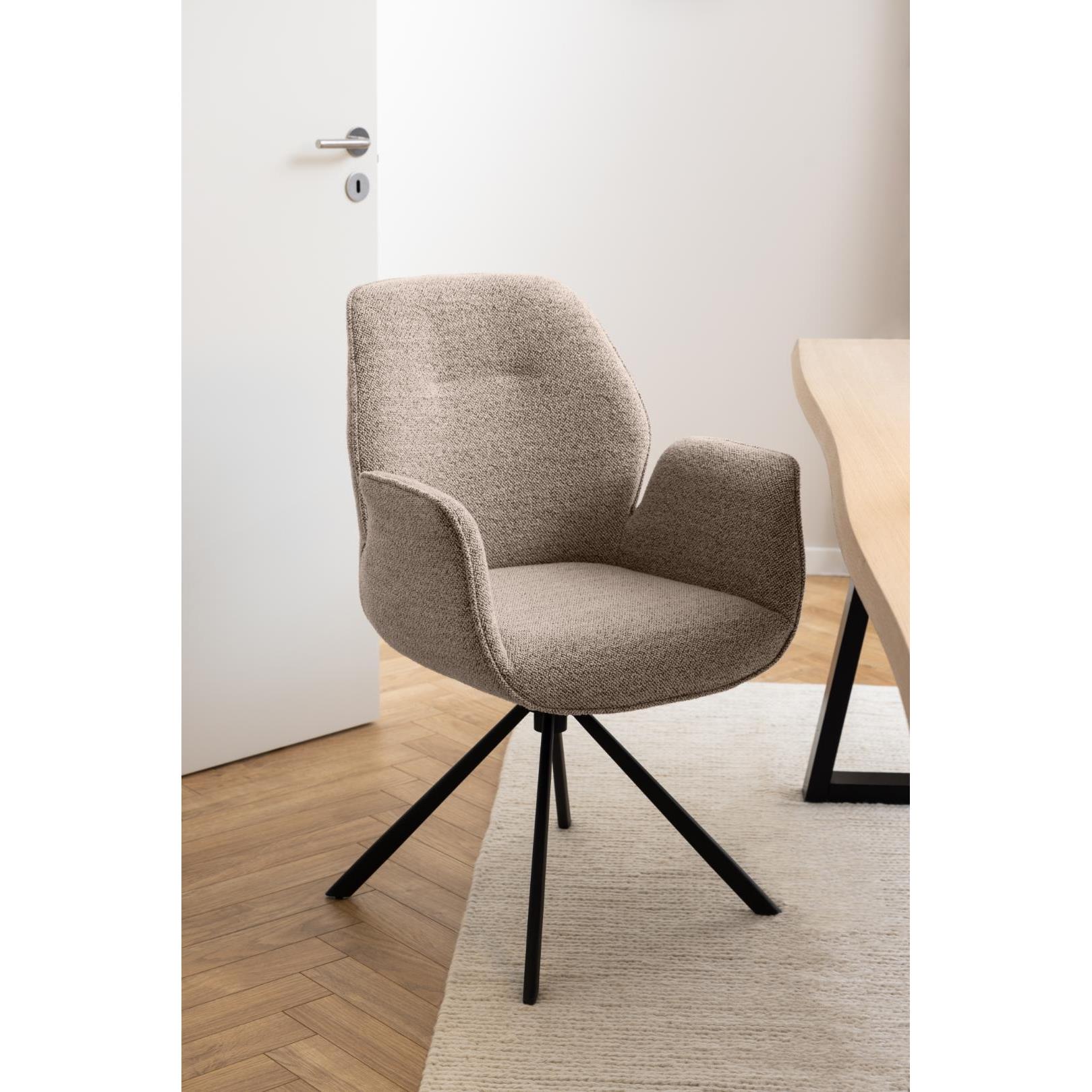 Giga Living - Eetkamerstoel met Armleuning Marouan Bouclé Beige