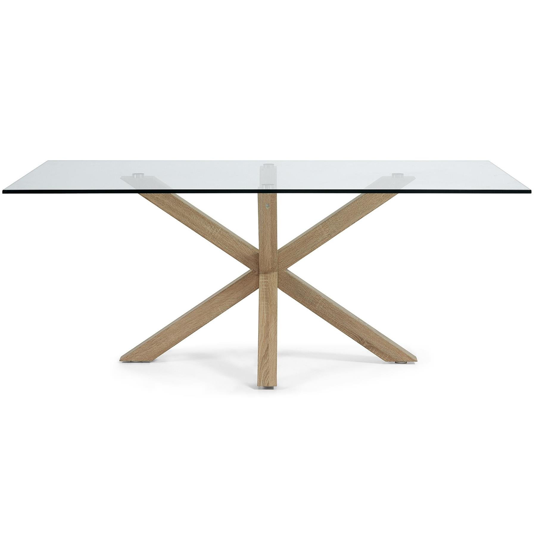 Kave Home Argo Eettafel - 200 x 100 cm - Glas / Eiken
