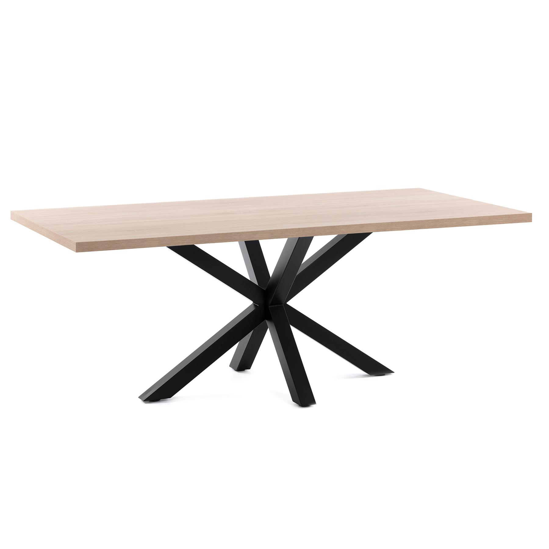 Kave Home Argo Eettafel - 200 x 100 cm - Eiken / Zwart