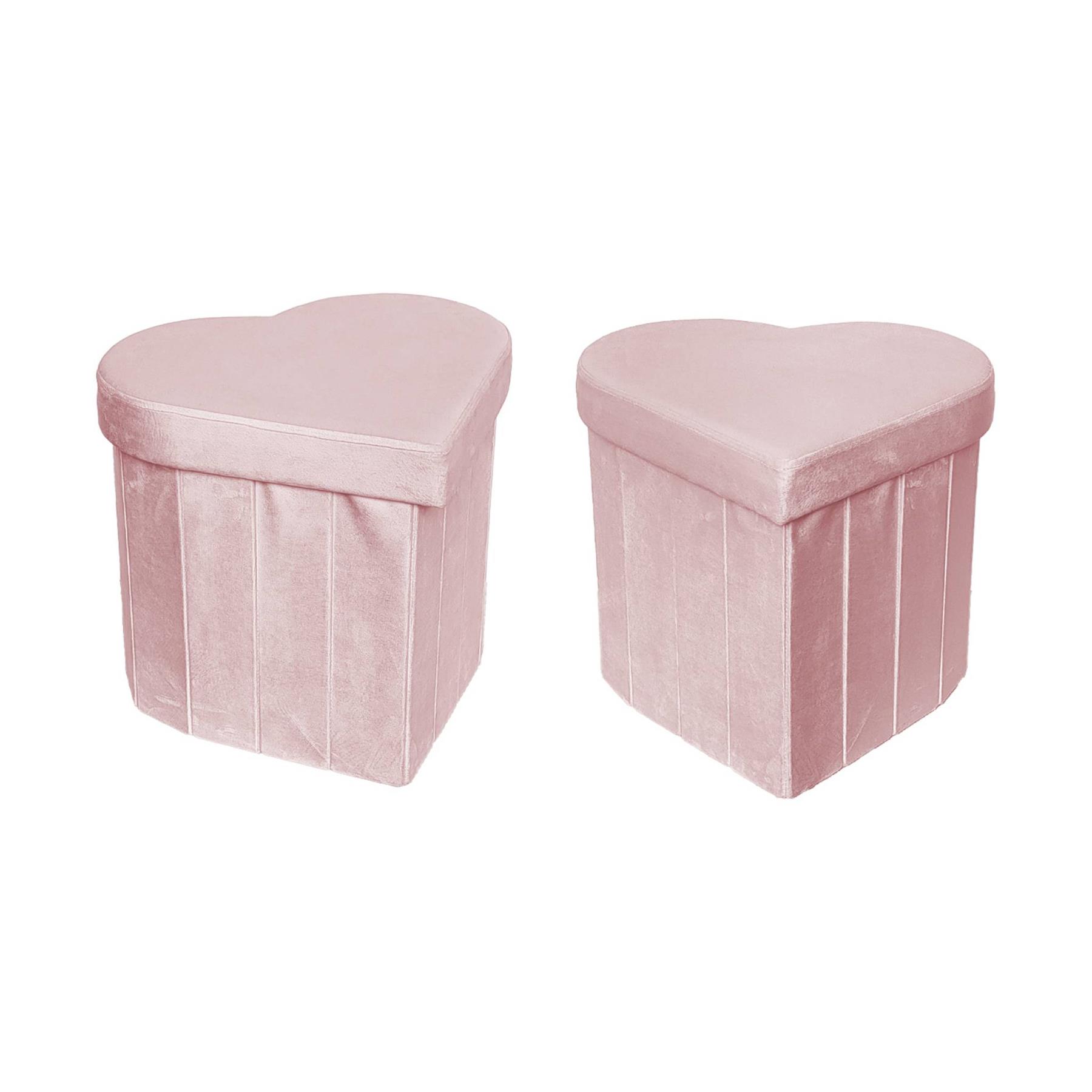 sweeek - Set van 2 hartvormige opvouwbare velours krukjes