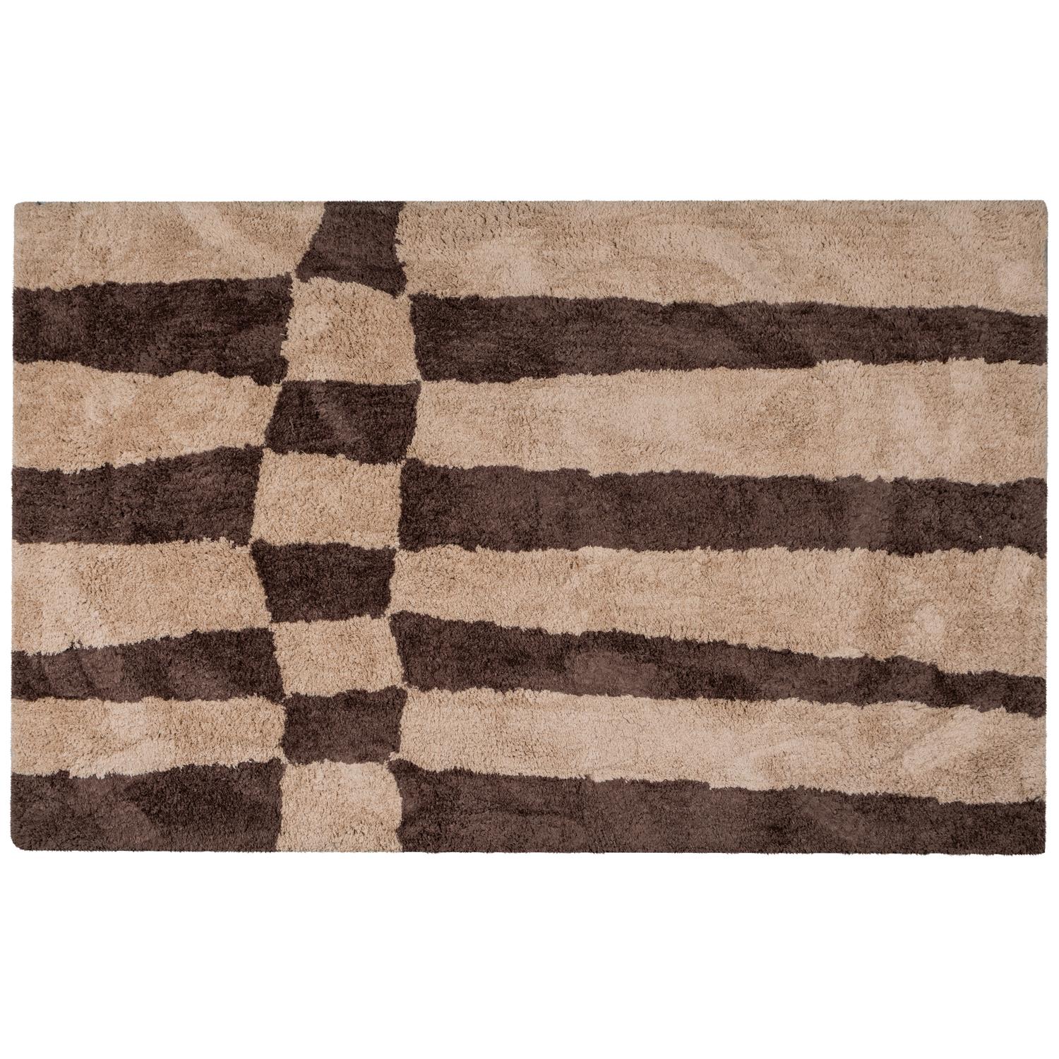 WOOOD vloerkleed grafisch dessin Fafa - Wol|Katoen - Bruin - 200x300cm