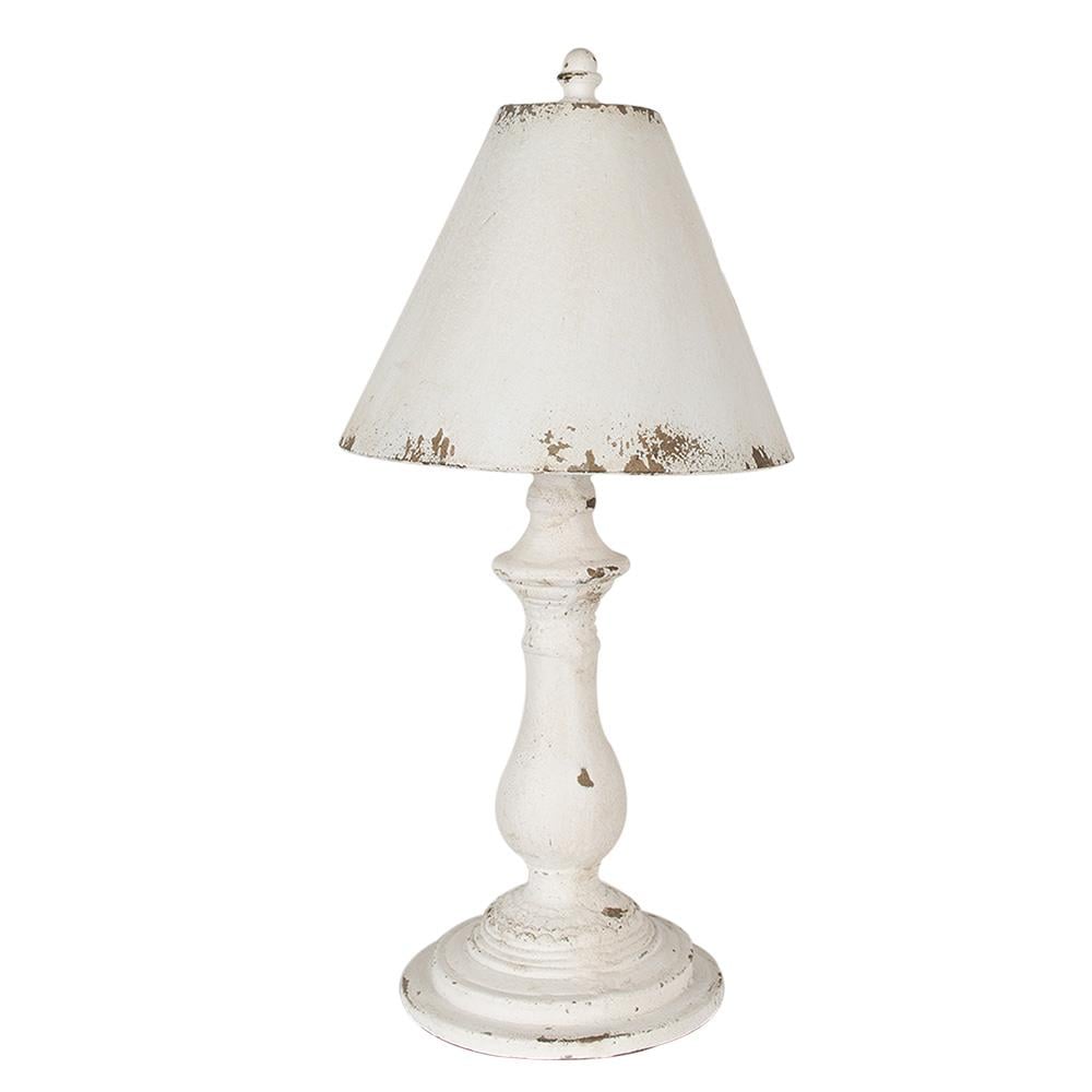 Clayre & Eef Tafellamp  Ø 26x55 cm Wit Ijzer Bureaulamp