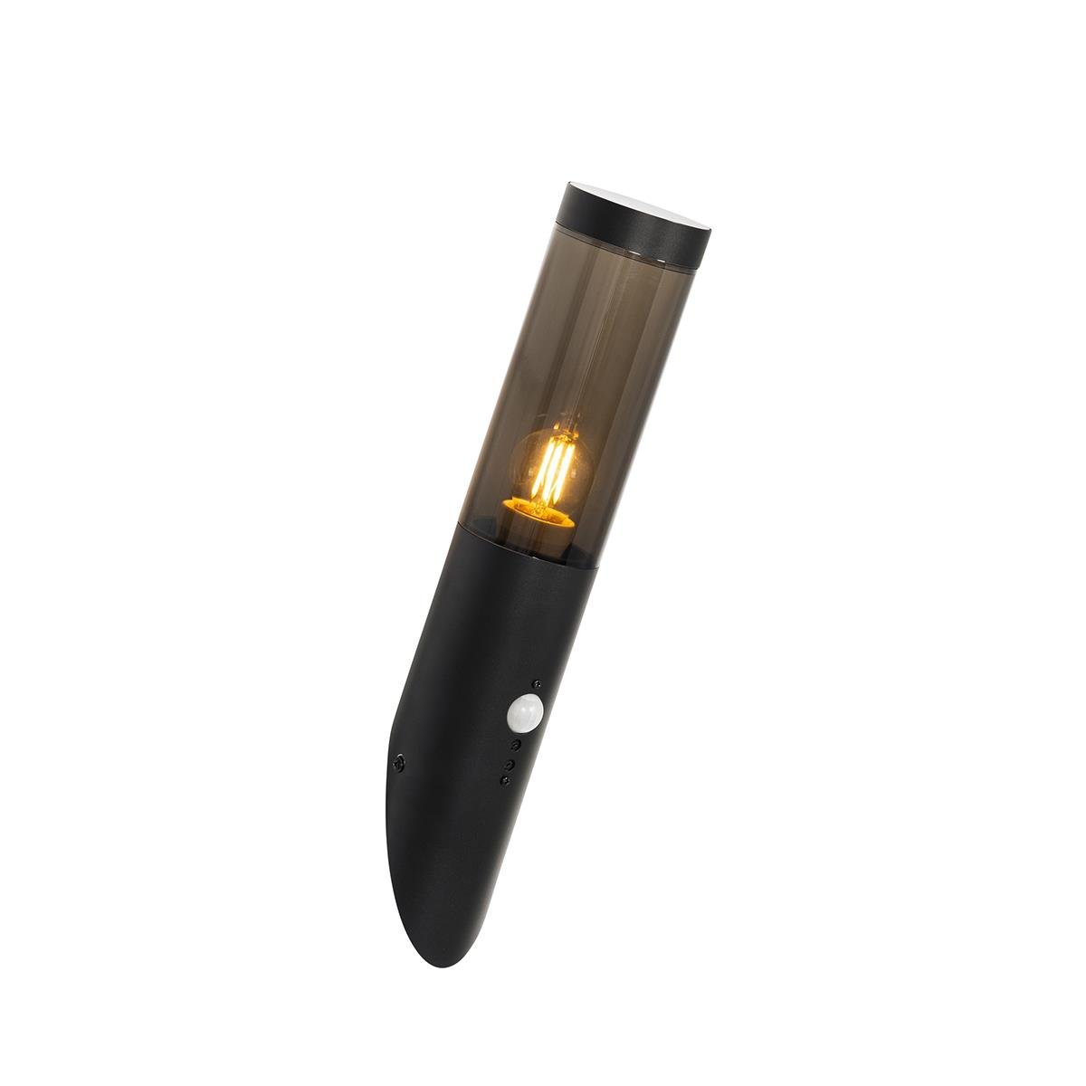 QAZQA Moderne buiten wandlamp zwart met bewegingssensor IP44 - Rox